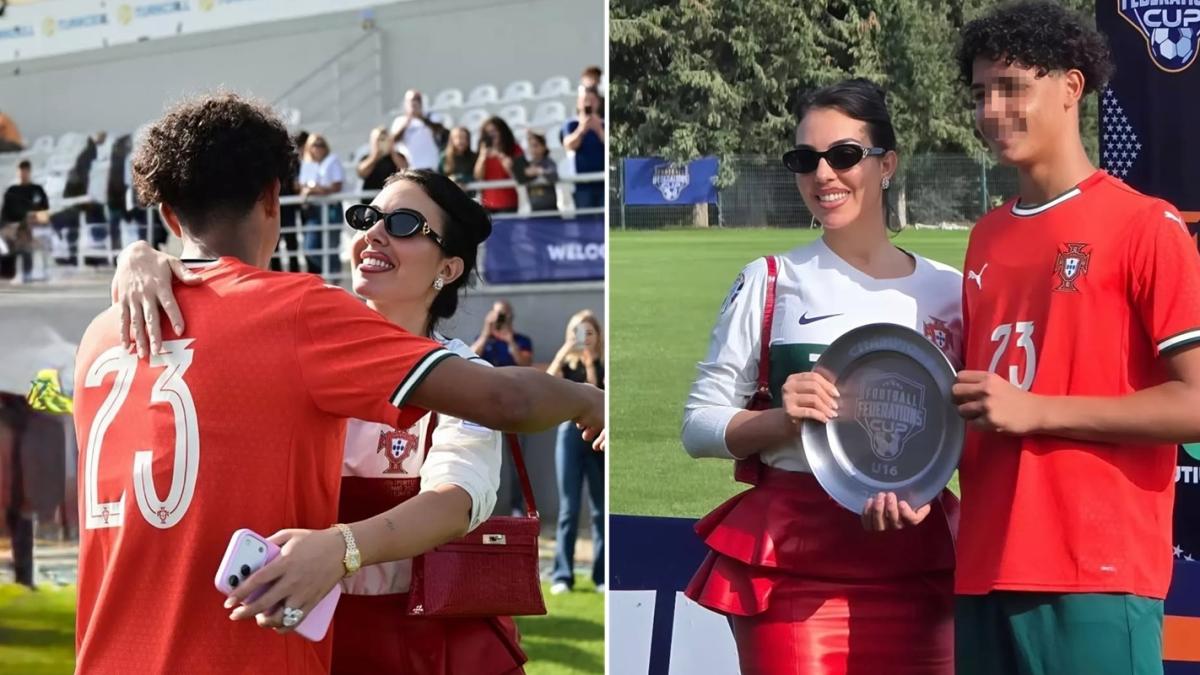 Georgina Rodriguez, mamma tifosa di Cristiano Junior: le foto allo stadio