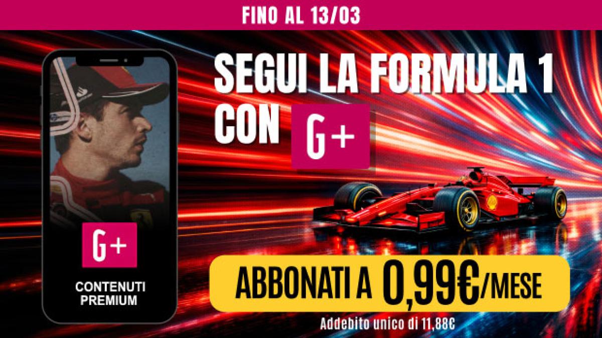 Segui la Formula 1 con G+. Promo speciale: un anno di Gazzetta a partire da 0,99€ al mese