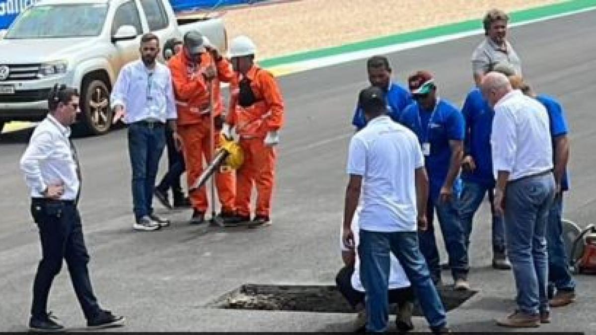 Brasile, c'è un buco in pista! Operai al lavoro per far disputare la Sprint