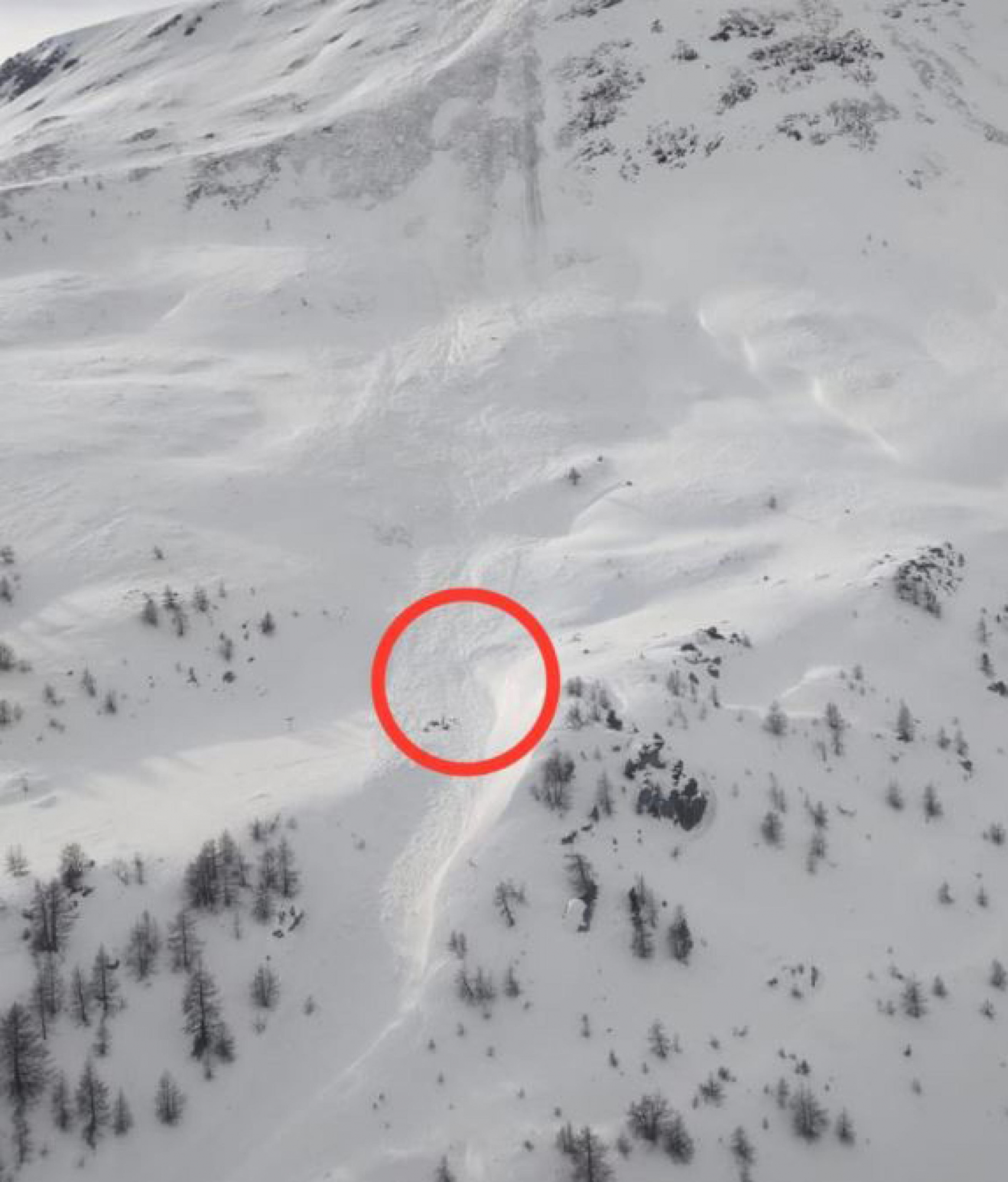 Uno scialpinista è morto a causa del distacco di una valanga in Valle d'Aosta. L'incidente è avvenuto poco dopo mezzogiorno nella zona di Punta Chaligne, vetta di 2.608 metri a Nord di Aosta, 14 gennaio 2023. L'uomo è stato sepolto dalla neve. Si è salvato l'altro scialpinista che era con lui. Il distacco della slavina è avvenuto a quota 2.400 metri.     NPK      ANSA / Soccorso alpino valdostano    +++ ANSA PROVIDES ACCESS TO THIS HANDOUT PHOTO TO BE USED SOLELY TO ILLUSTRATE NEWS REPORTING OR COMMENTARY ON THE FACTS OR EVENTS DEPICTED IN THIS IMAGE; NO ARCHIVING; NO LICENSING +++