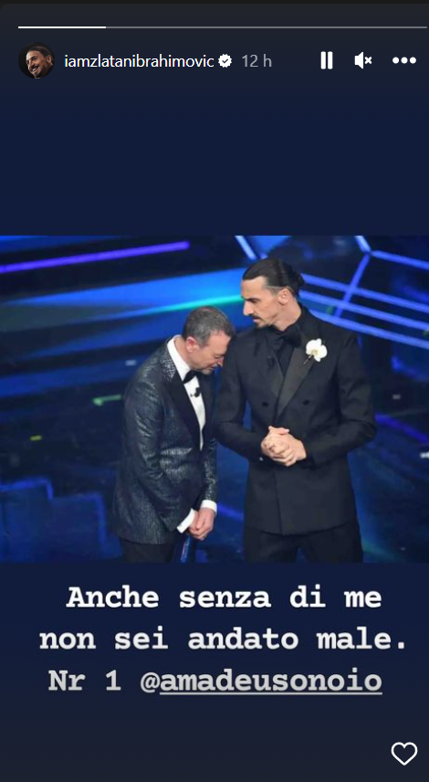 Sanremo 2023, Ibrahimovic si congratula con Amadeus: “Sei il numero uno”