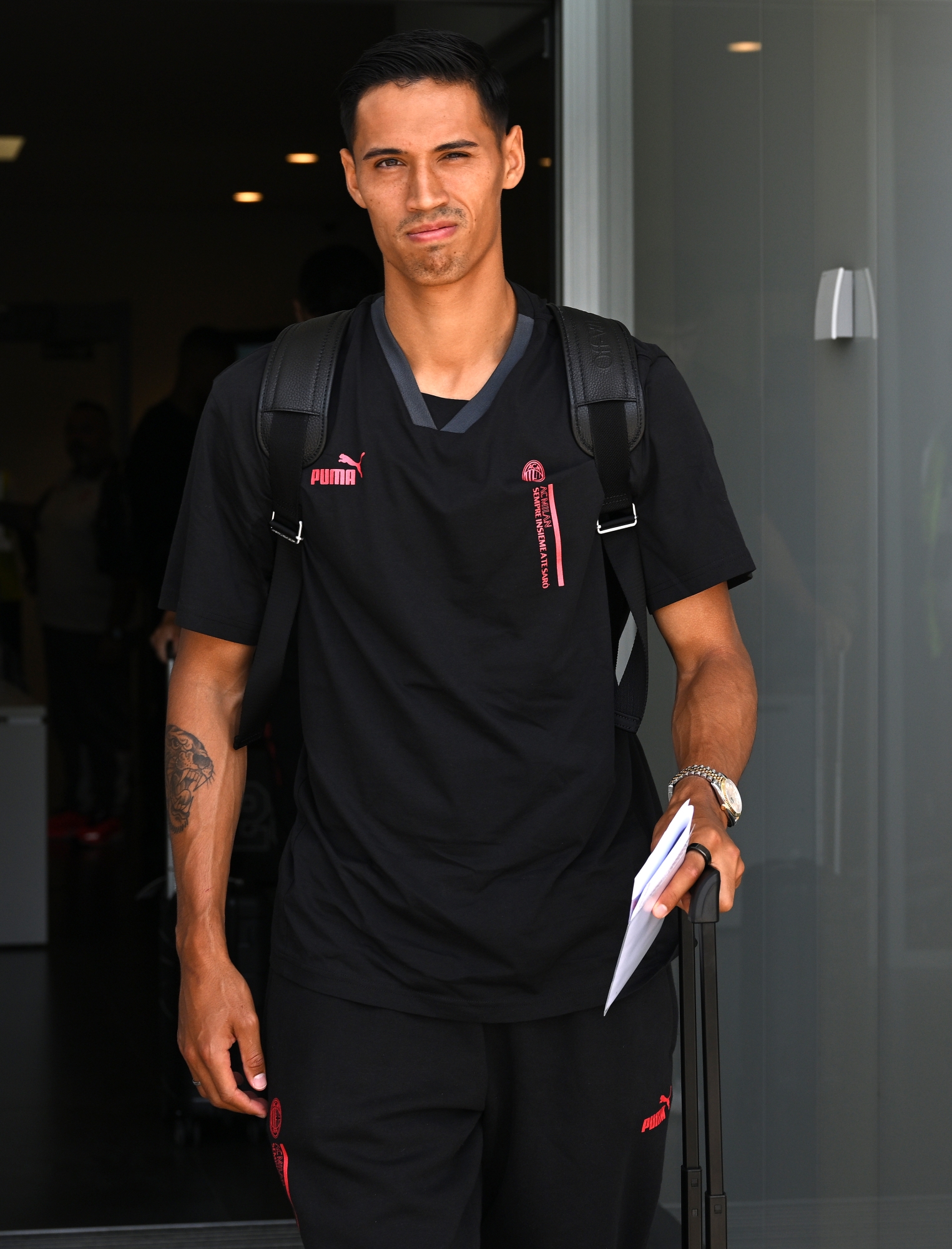 MILAN, ITALY - JULY 21: Tijjani Reijnders is seen ahead of AC Milan travel To Los Angeles on July 21, 2023 in Milan, Italy. (Photo by Claudio Villa/AC Milan via Getty Images)