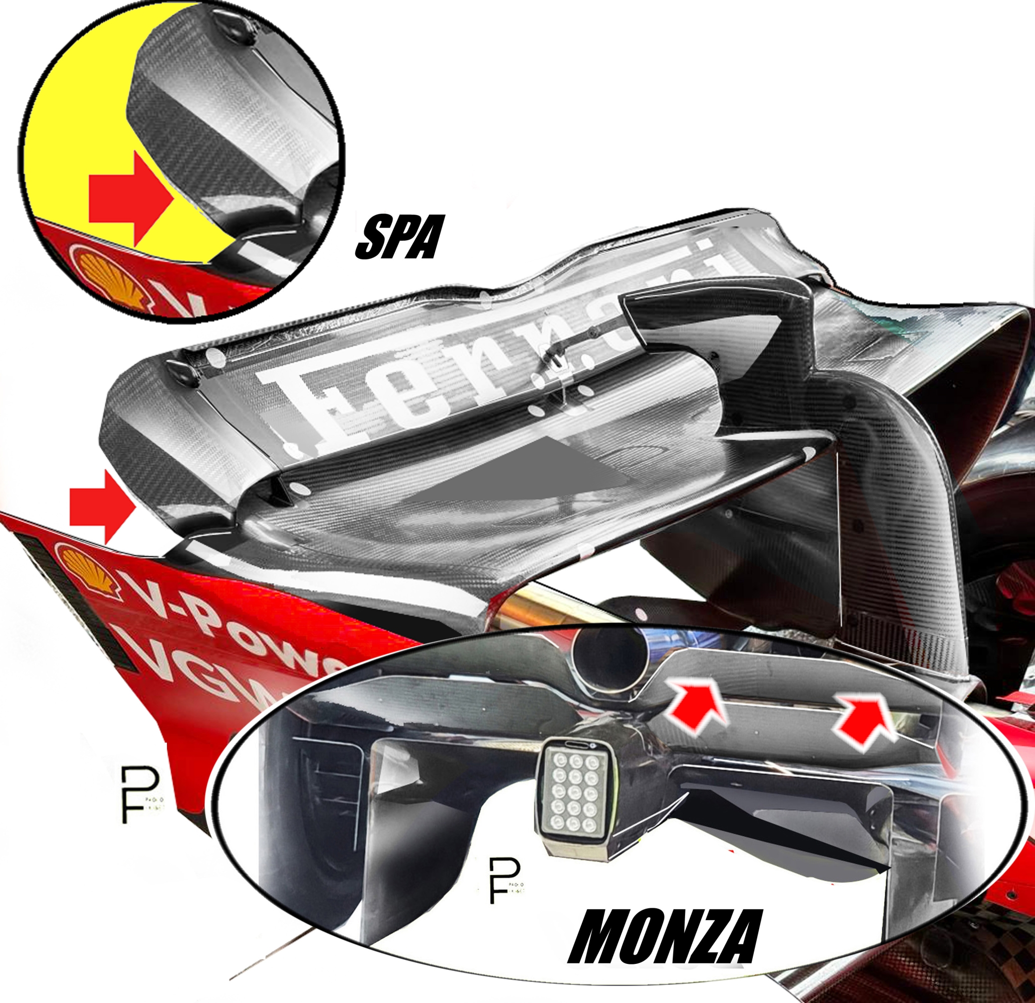 Da Spa a Monza Prevista una nuova versione di ali dal profilo estremizzato rispetto a quelle viste a Spa, con una diversa conformazione della “beam wing” inferiore FILISETTI