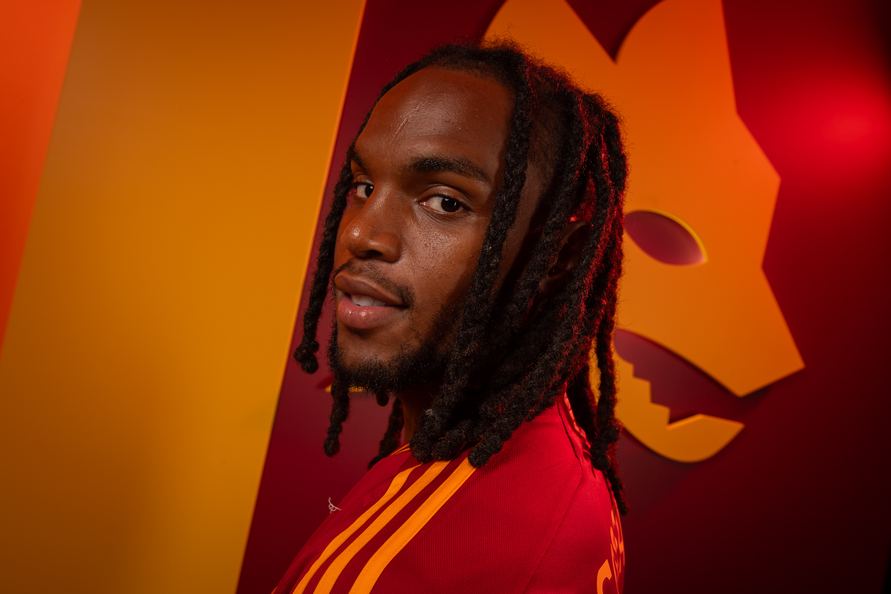 ROME, ITALY - AUGUST 16: AS Roma's new signing Renato Sanches during his first photoshoot at Centro Sportivo Fulvio Bernardini on August 16, 2023 in Rome, Italy. (Photo by Fabio Rossi/AS Roma via Getty Images)