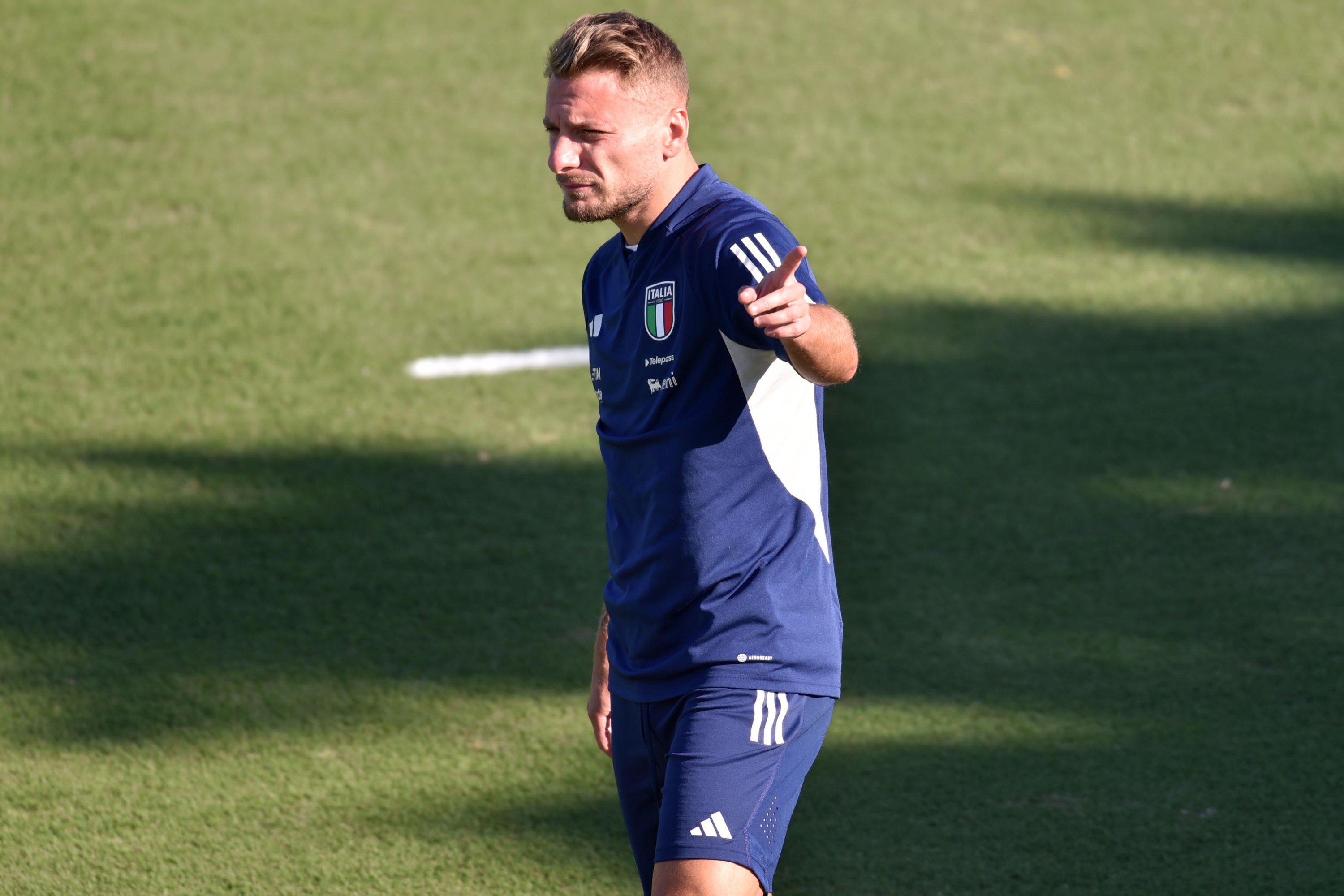 Italian player Ciro Immobile during a training session of the Italian national team at the Coverciano traning centre near Florence, Italy, 07 September 2023 ANSA/CLAUDIO GIOVANNINI