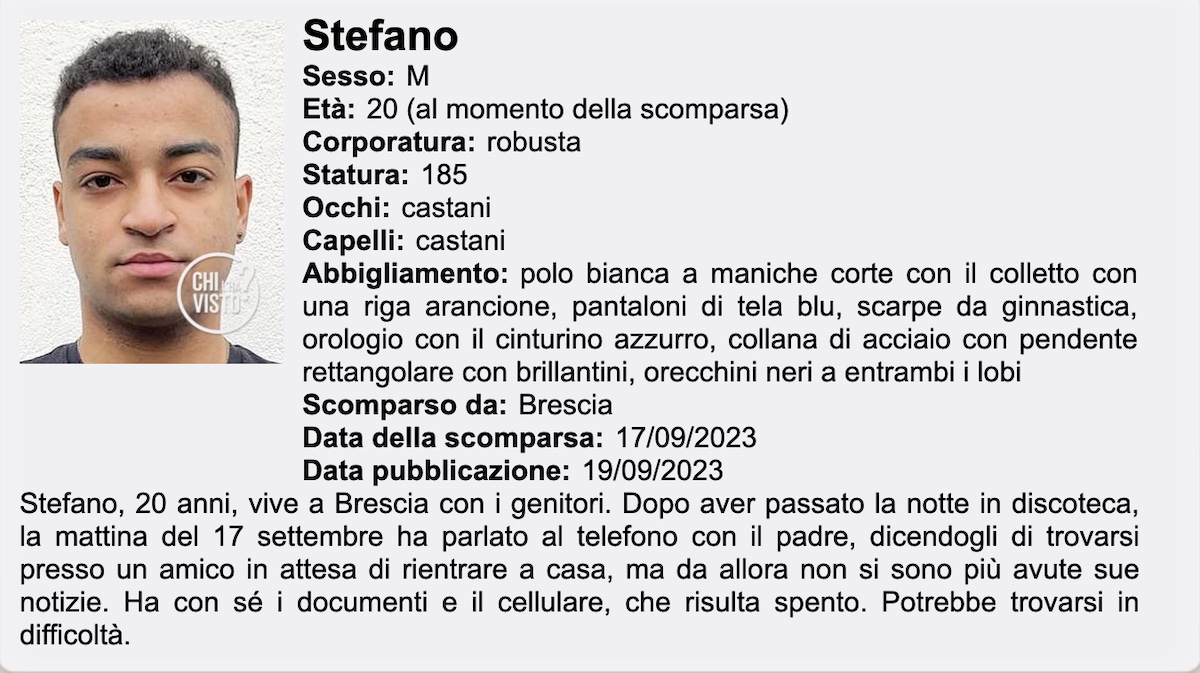 Stefano Oladeji scomparso