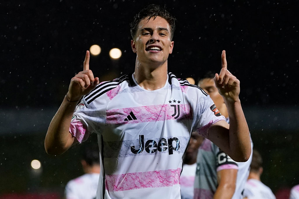 ANCONA, ITALY - SEPTEMBER 23: Kenan Yildiz of Juventus Next Gen celebrate after scoring during the Serie C match between Pescara and Juventus Next Gen at Del Conero Stadium on September 23, 2023 in Ancona, Italy. (Photo by Danilo Di Giovanniœ/Juventus FC via Getty Images)