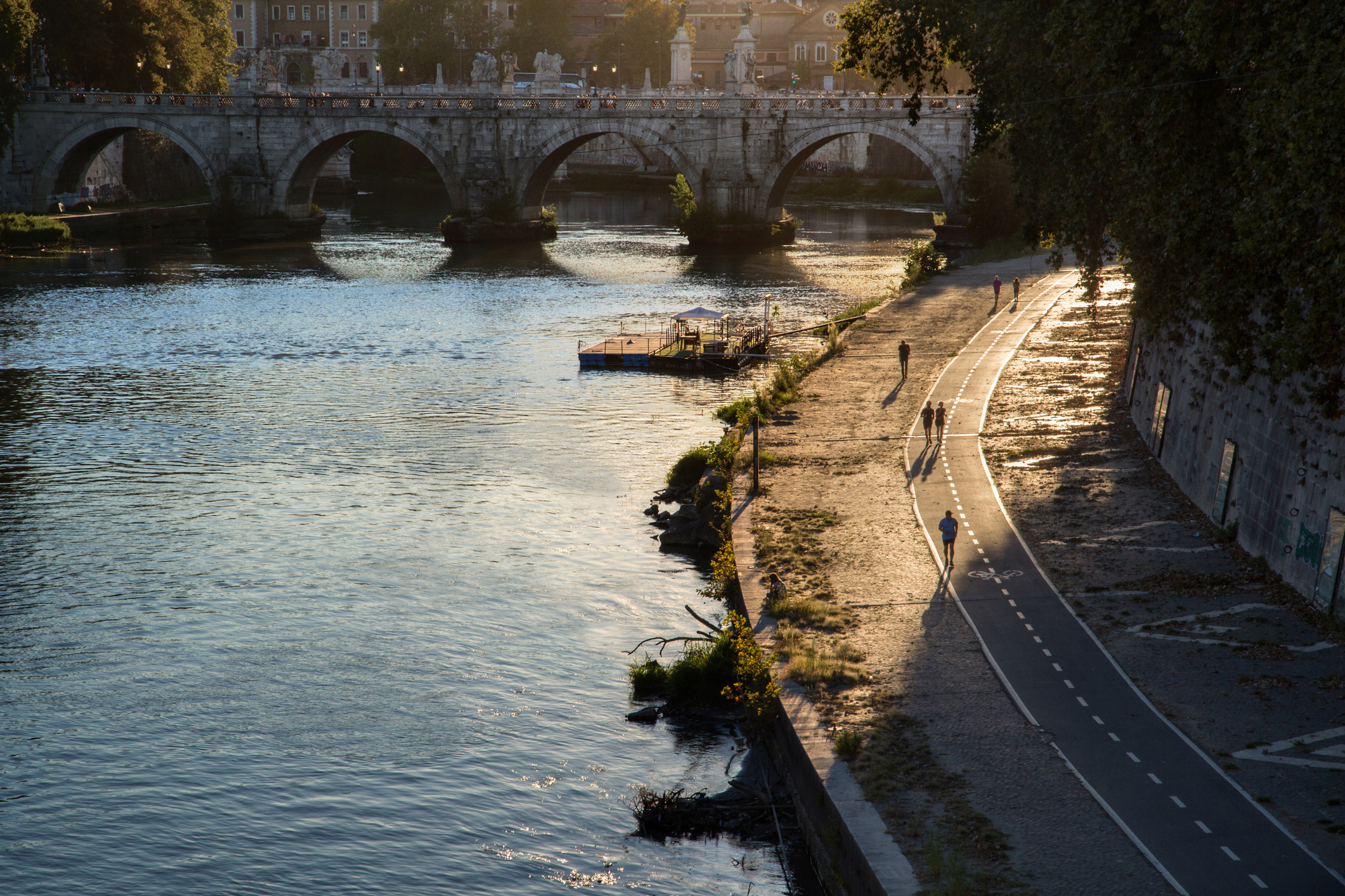 Stone bridge over the Tiber in Rome