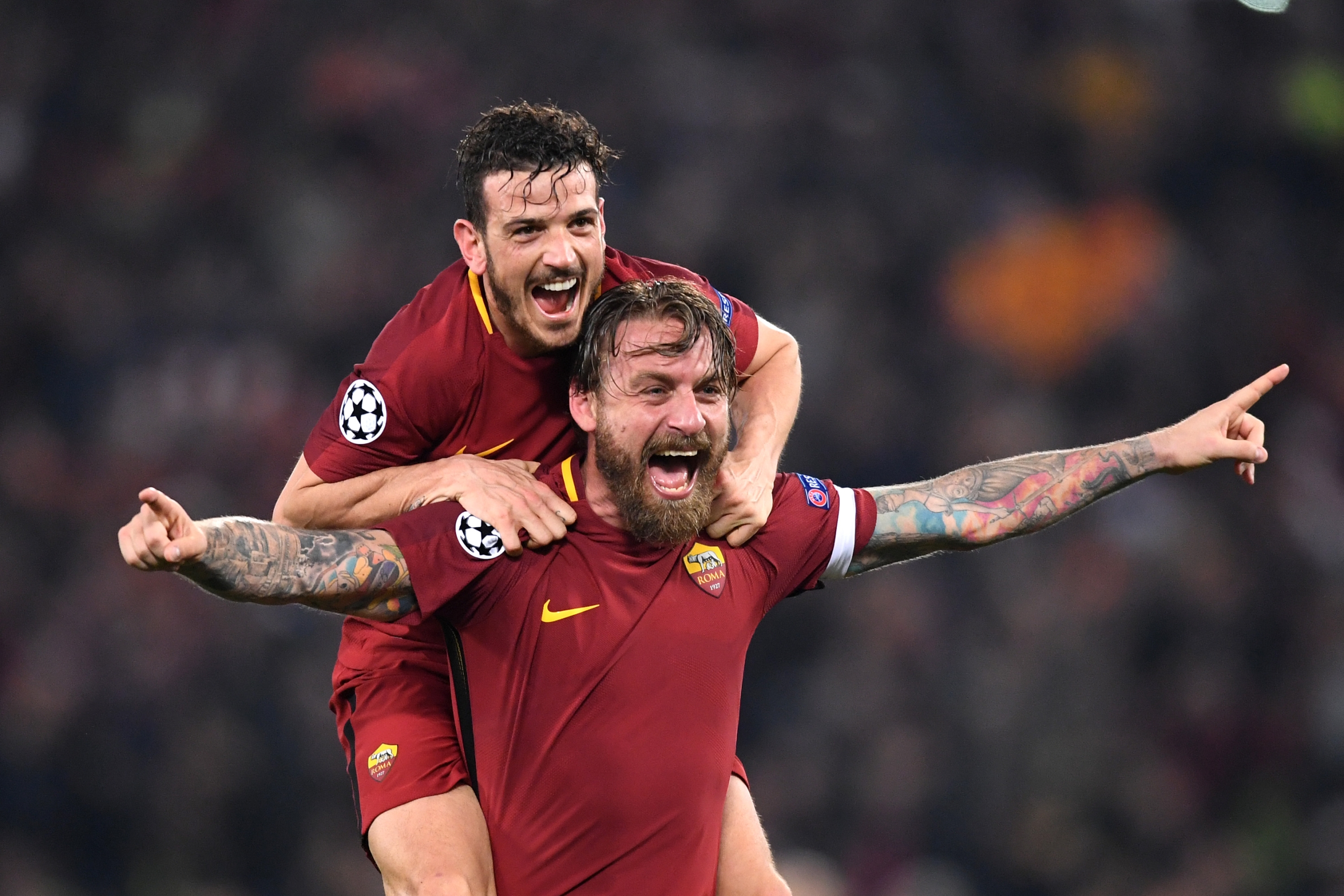 <enter caption here> UEFA Champions League Quarter Final Second Leg match between AS Roma and FC Barcelona at Stadio Olimpico on April 10, 2018 in Rome, Italy.