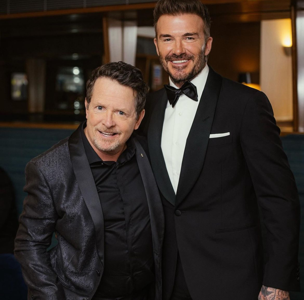 David Beckham e Michael J. Fox ai Bafta 2024
