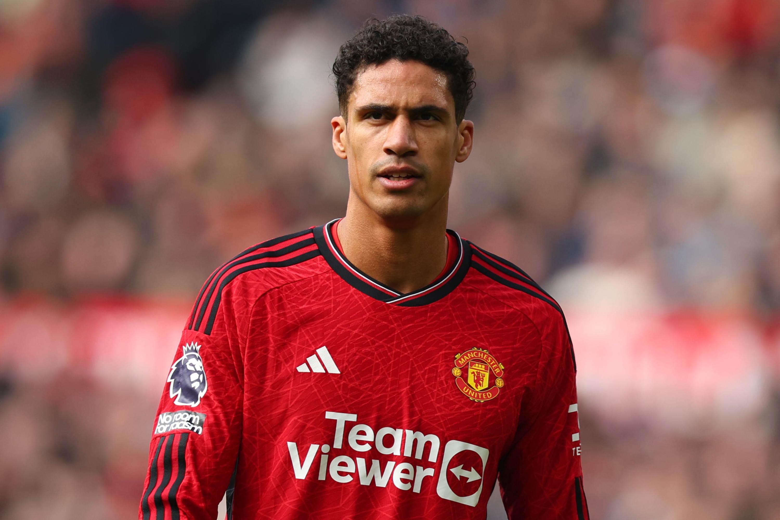 epa11209194 RaphaÃ«l Varane of Manchester United looks on during the English Premier League match between Manchester United and Everton FC, at Old Trafford, Manchester, Britain, 09 March 2024.  EPA/ASH ALLEN EDITORIAL USE ONLY. No use with unauthorized audio, video, data, fixture lists, club/league logos, 'live' services or NFTs. Online in-match use limited to 120 images, no video emulation. No use in betting, games or single club/league/player publications.