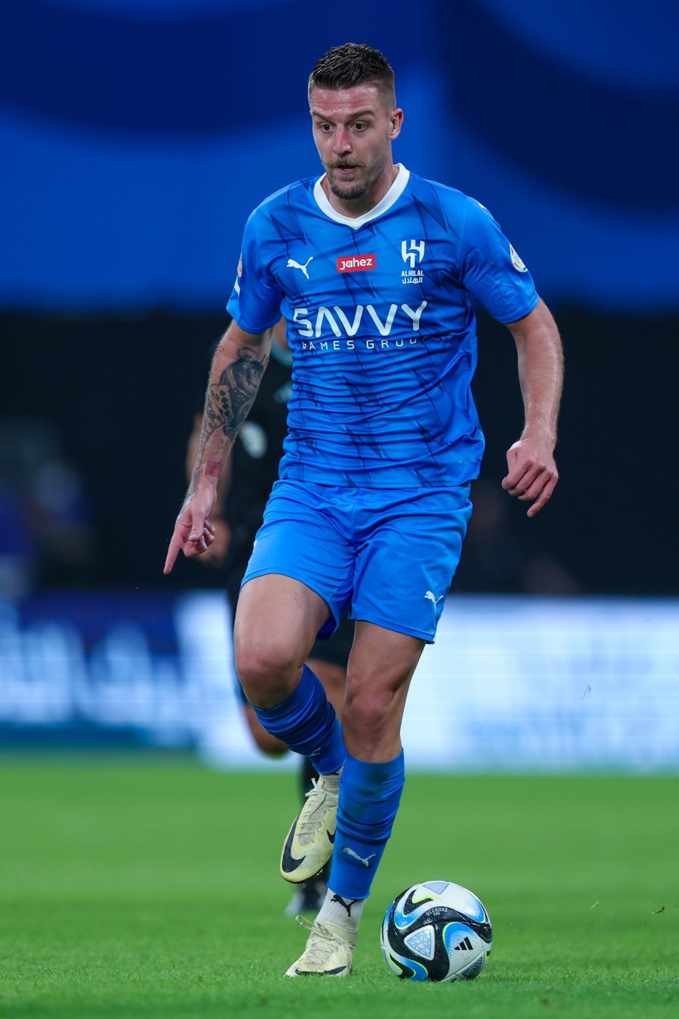  Sergej Milinkovic-Savic of Al Hilal controls the ball during the Saudi Pro League match between Al-Hilal and Al Fateh at Kingdom Arena on April 26, 2024 in Riyadh, Saudi Arabia.(Photo by Yasser Bakhsh/Getty Images)