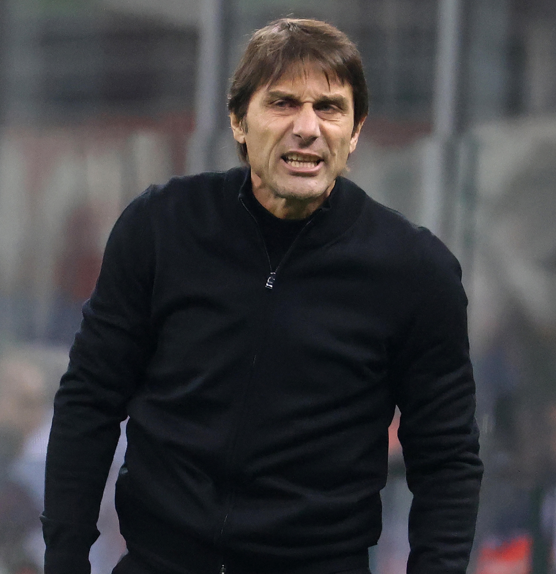 Tottenham's head coach Antonio Conte reacts during he UEFA Champions League first leg round of 16   soccer match between Ac Milan and Tottenham  at Giuseppe Meazza stadium in Milan, 14 February  2023.
ANSA / MATTEO BAZZI