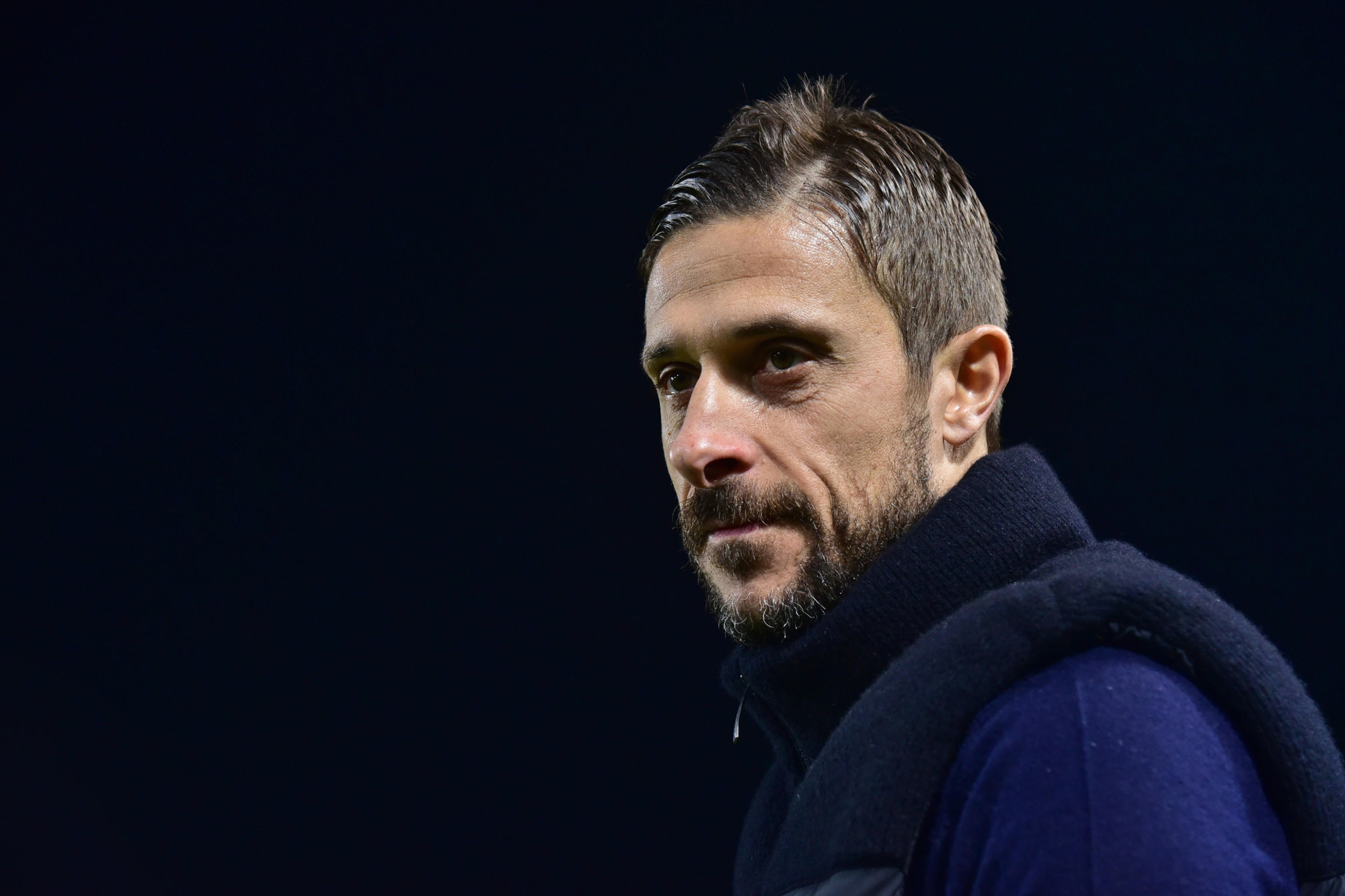Sassuolo's coach Alessio Dionisi during the round of 16 of the Italy Cup (Coppa Italia Frecciarossa) soccer match Atalanta BC vs US Sassuolo Calcio at the Gewiss Stadium in Bergamo, Italy, 3 January 2024.ANSA/MICHELE MARAVIGLIA