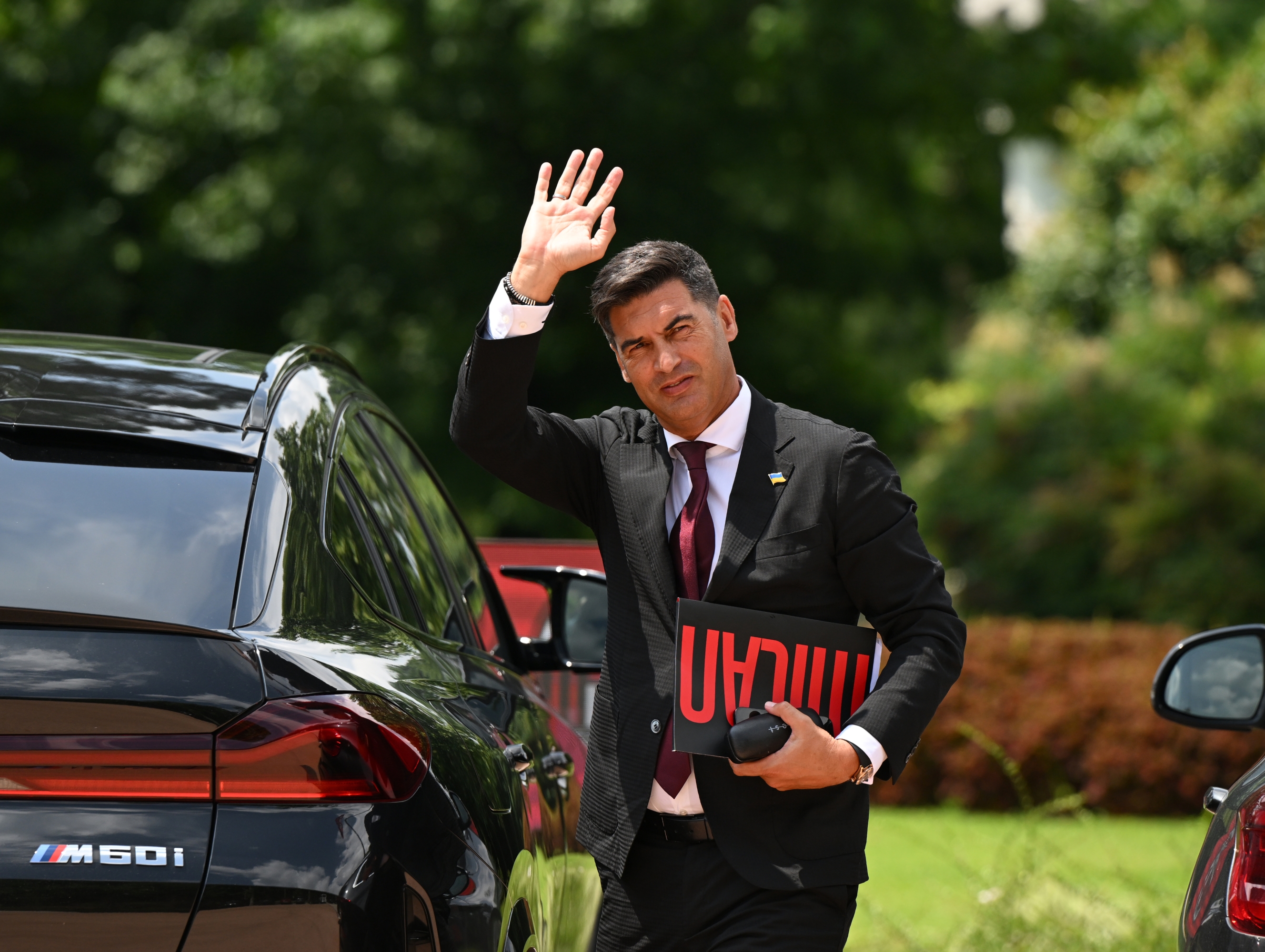 CAIRATE, ITALY - JULY 08: Head coach AC Milan Paulo Fonseca arrives at Milanello before the AC Milan training session on July 08, 2024 in Cairate, Italy. (Photo by Claudio Villa/AC Milan via Getty Images)
