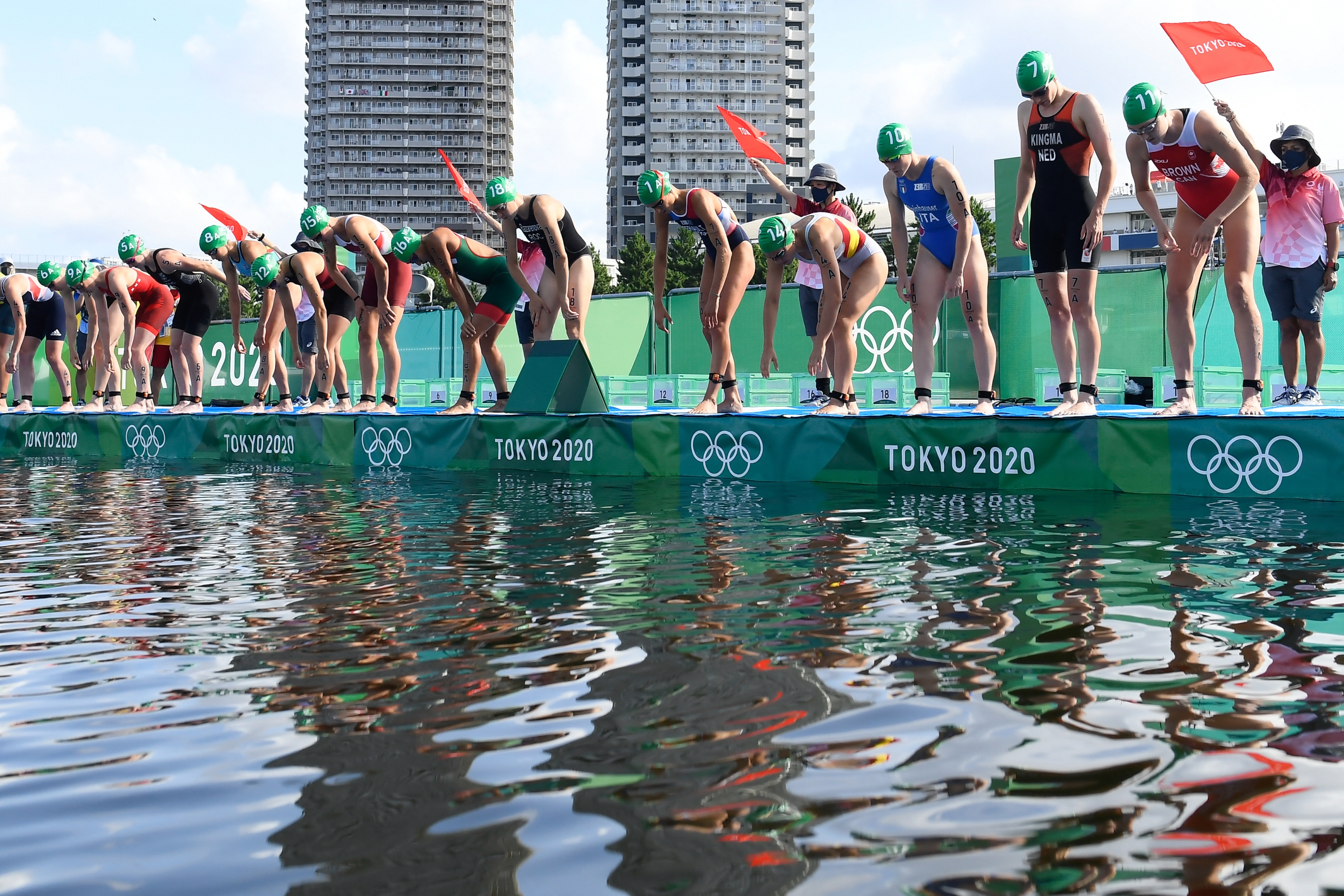 Leonie Periault (FRA) competes in Triathlon Women's Mixed Relay during the Olympic Games Tokyo 2020, at Odaiba Marine Park, on July 31, 2021, in Tokyo, Japan, Photo Philippe Montigny / KMSP (Photo by MONTIGNY Philippe / KMSP / KMSP via AFP)