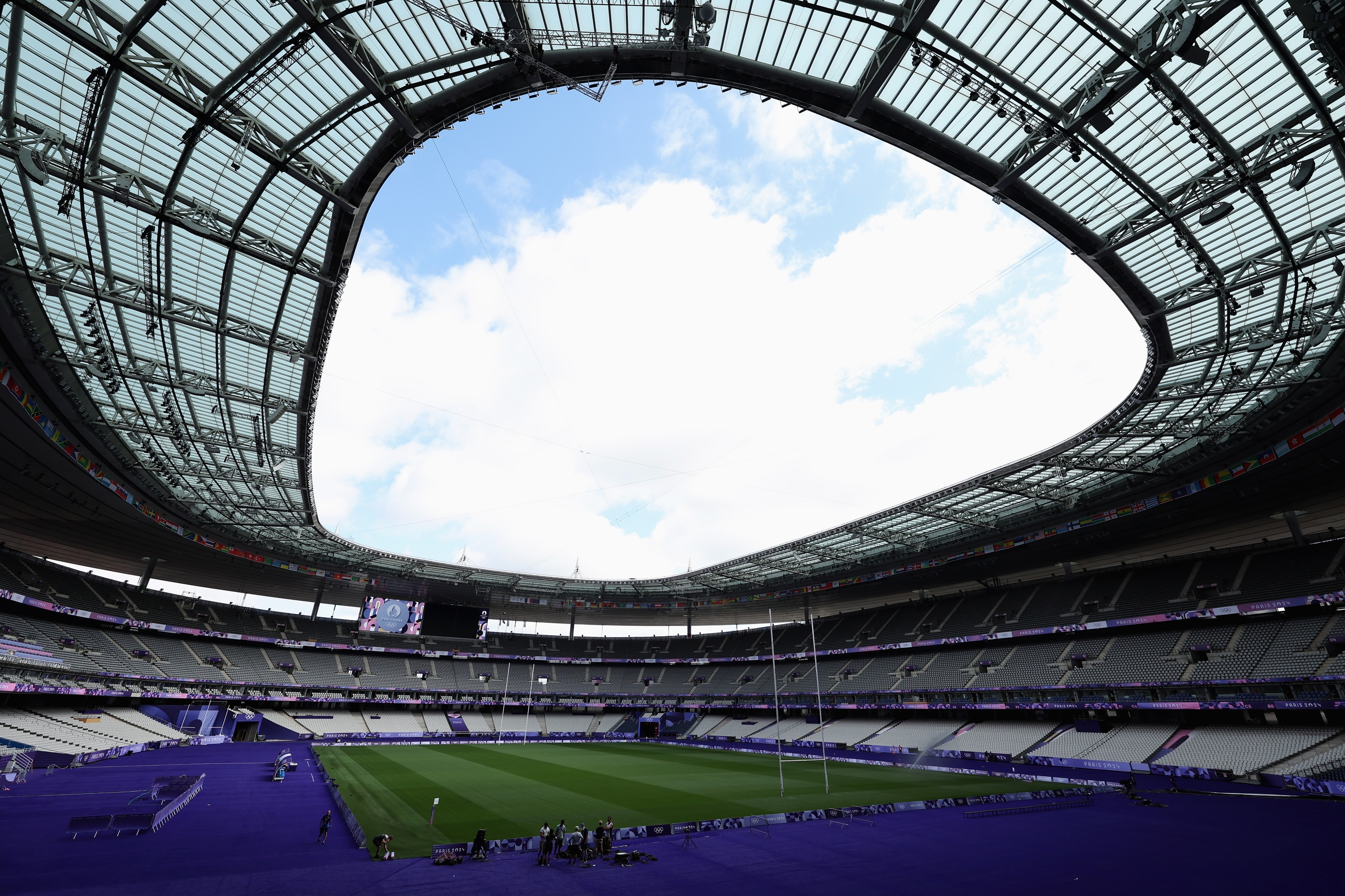 PARIS, FRANCE - JULY 22: A general view of the Rugby Sevens venue at Stade de France ahead of the Paris 2024 Olympic Games on July 22, 2024 in Paris, France. (Photo by Cameron Spencer/Getty Images)