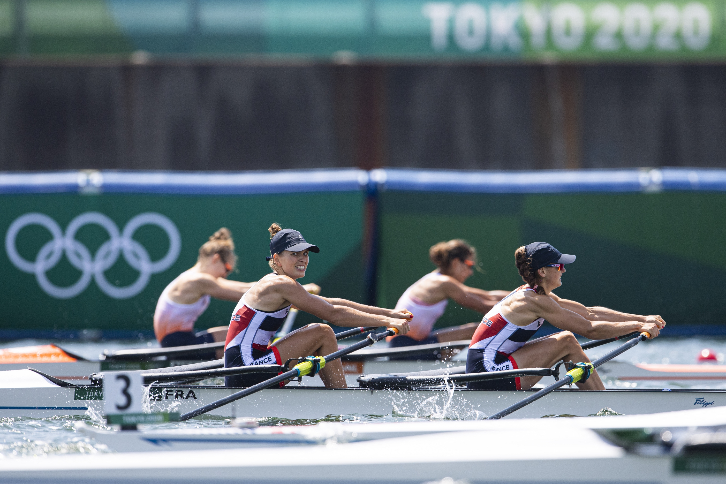 Tarantola Laura (FRA) and Bove Claire (FRA) competes in Rowing Women's Lightweight Double Sculls and win the Silver medal during the Olympic Games Tokyo 2020, at Sea Forest Waterway, on July 29, 2021, in Tokyo, Japan, Photo Vincent Curutchet / KMSP (Photo by CURUTCHET Vincent / KMSP / KMSP via AFP)