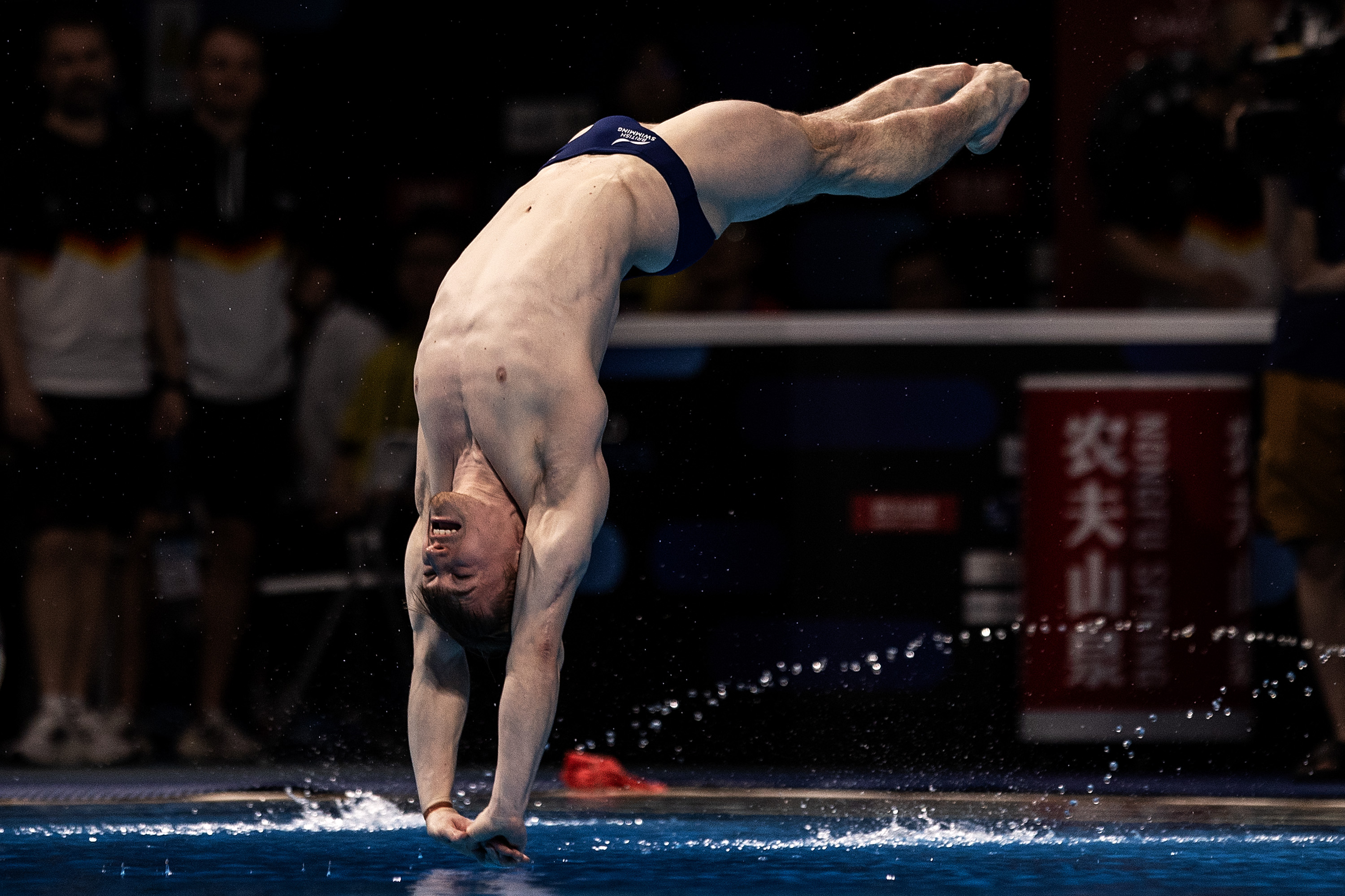 XI AN, CHINA - APRIL 20: Jack Laugher of Great Britain competes in the Men's 3m Springboard preliminaries during the World Aquatics Diving World Cup 2024 at Xi'an Aoti Aquatic Centre on April 20, 2024 in Xi An, China. (Photo by Wang He/Getty Images)