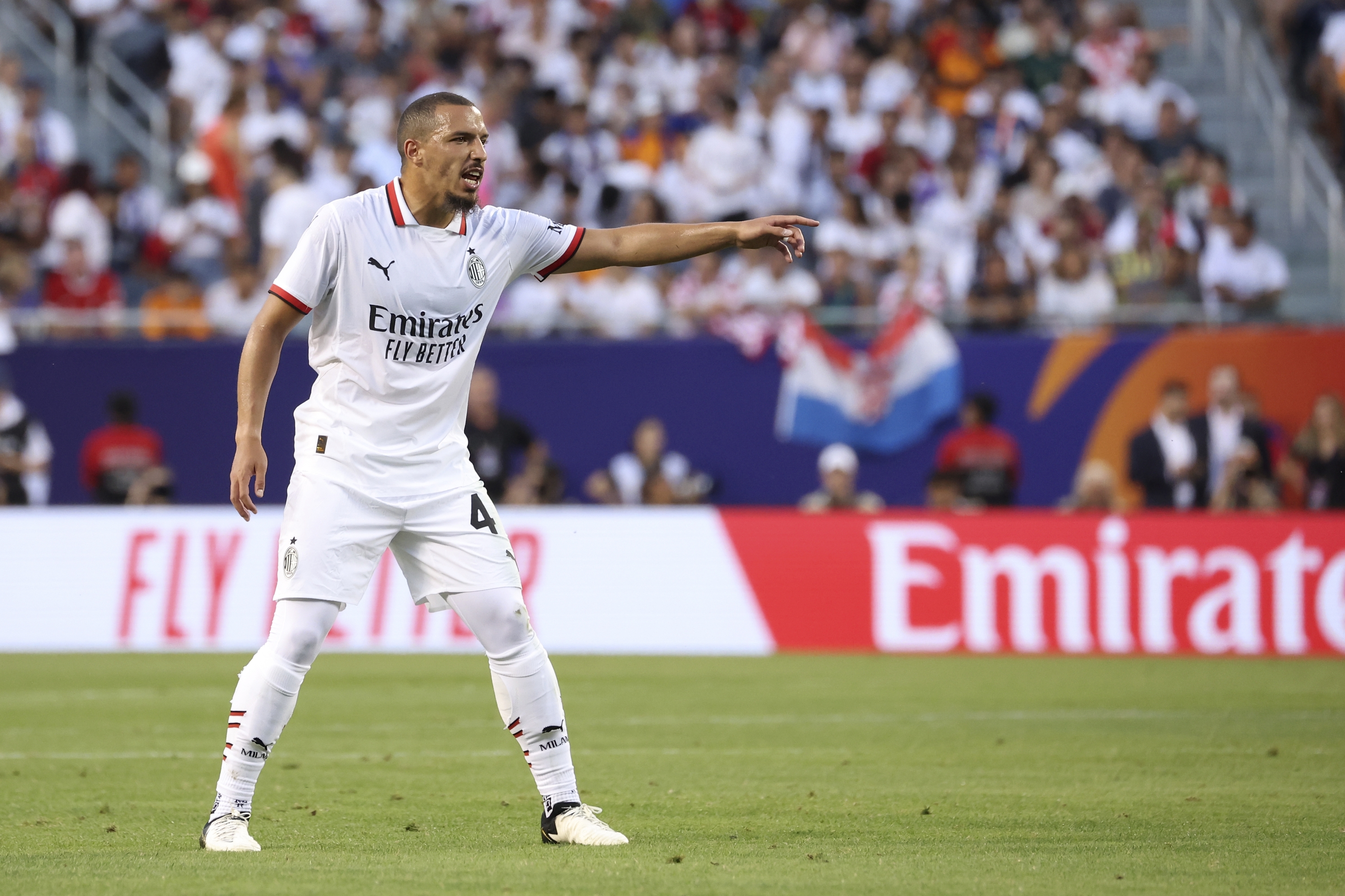 CHICAGO, ILLINOIS - JULY 31: Ismael Bennacer of AC Milan gestures during the Pre-Season Friendly match between AC Milan and Real Madrid at Soldier Field on July 31, 2024 in Chicago, Illinois.  (Photo by Giuseppe Cottini/AC Milan via Getty Images)