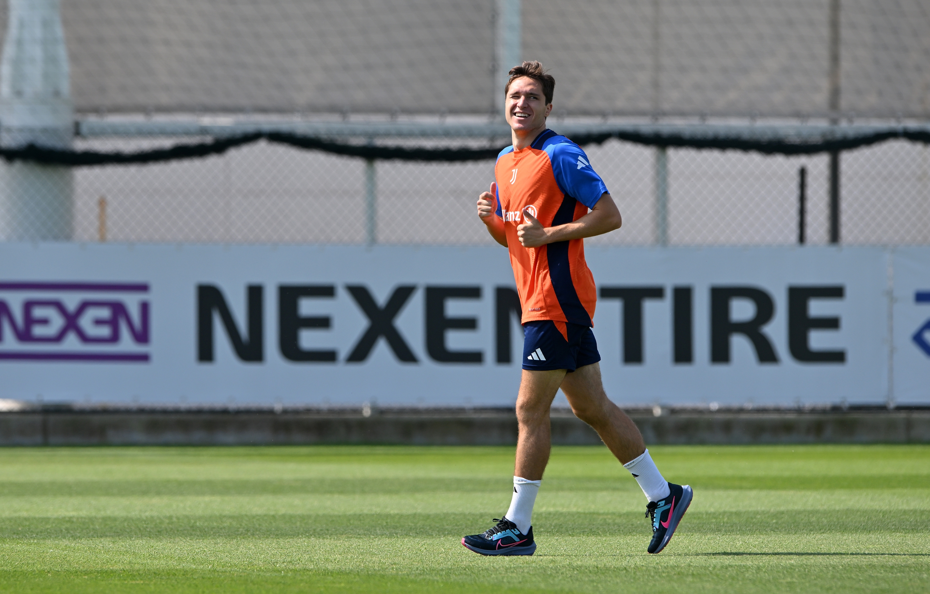 TURIN, ITALY - JULY 23: Federico Chiesa of Juventus FC during training on July 23, 2024 in Turin, Italy. (Photo by Chris Ricco - Juventus FC/Juventus FC via Getty Images)