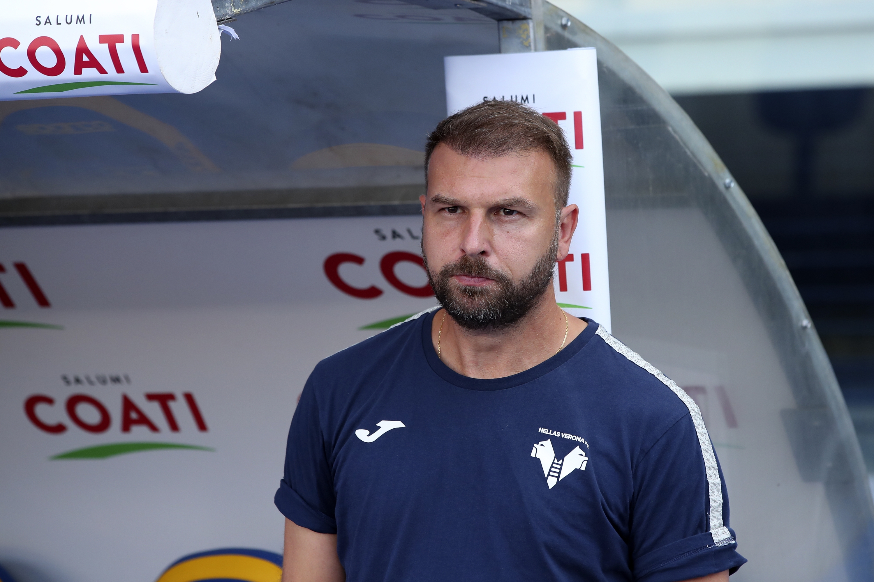 Paolo Zanetti (head coach Venezia FC)n action  during the Frecciarossa Italian cup 2024/25 soccer match between Hellas Verona  and Cesena at the Marcantonio Bentegodi Stadium, north Est Italy - Saturday, August 10, 2024. Sport - Soccer (Photo by Paola Garbuioi/Lapresse)