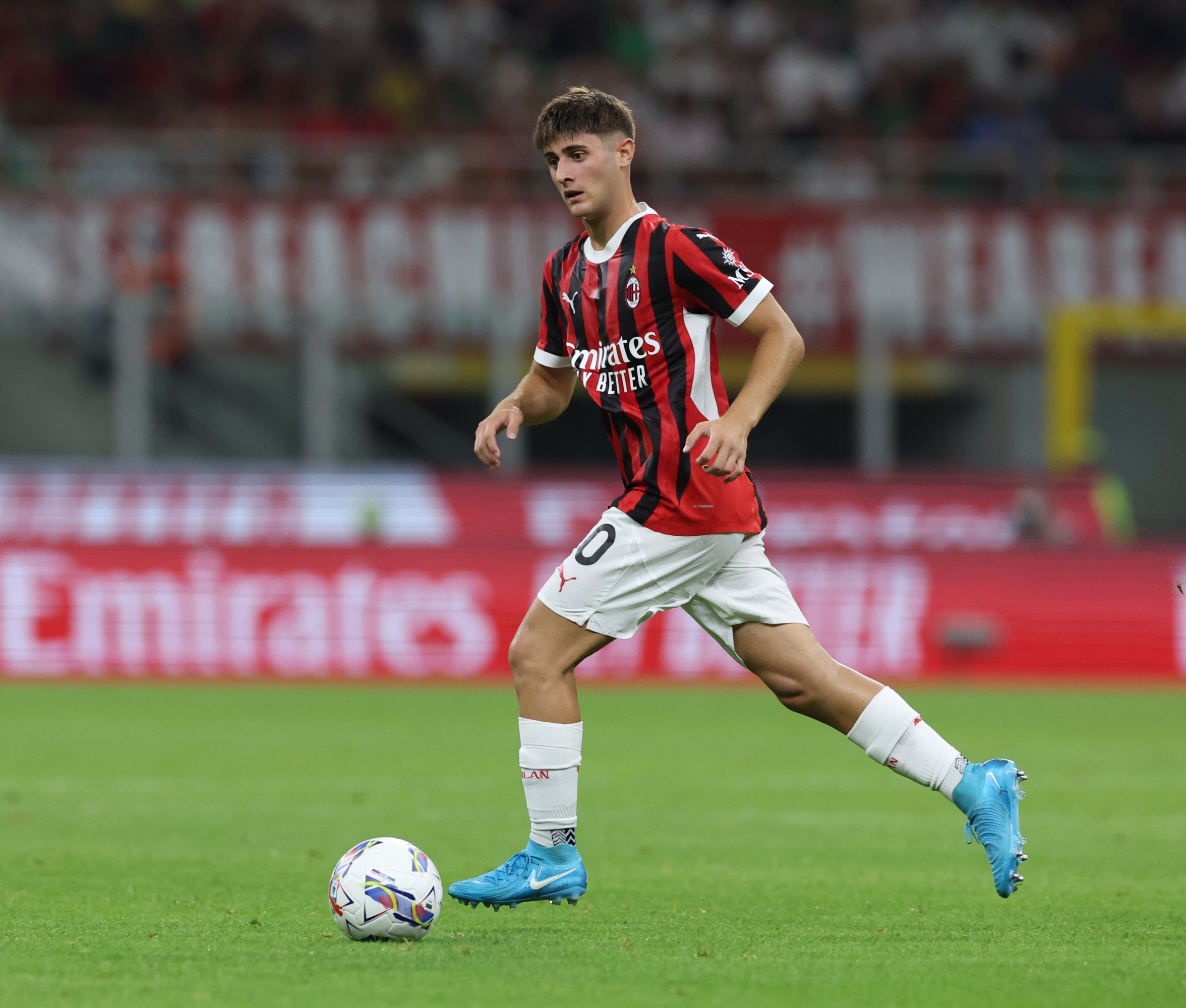 MILAN, ITALY - AUGUST 13: 3: Mattia Liberali of AC Milan in action during the Trofeo Berlusconi match between AC Milan and Monza on August 13, 2024 in Milan, Italy. (Photo by Claudio Villa/AC Milan via Getty Images)