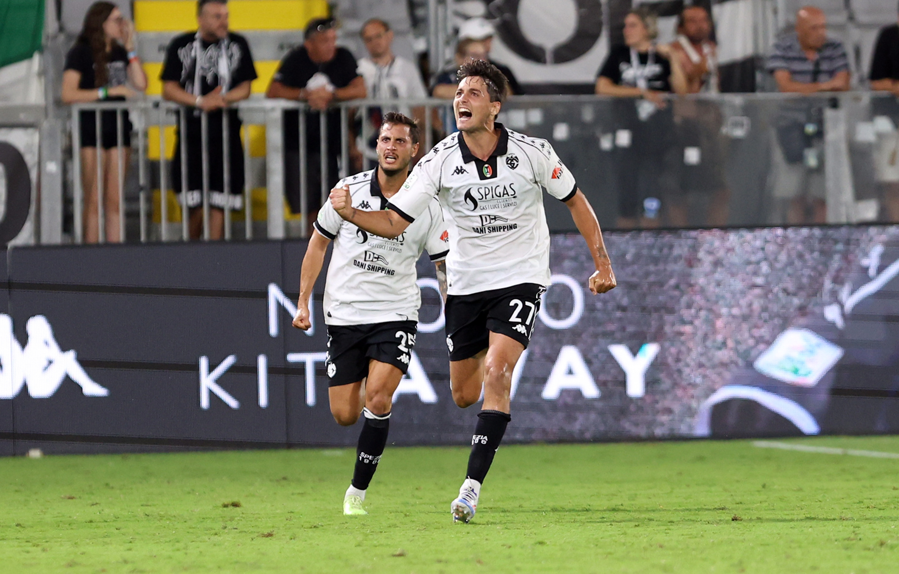 soleri edoardo Spezia’s celebration during the Serie B soccer match between Spezia and Cesena at the Alberto Picco Stadium in La Spezia, Italy - SUnday, September 01, 2024. Sport - Soccer . (Photo by Tano Pecoraro/Lapresse)