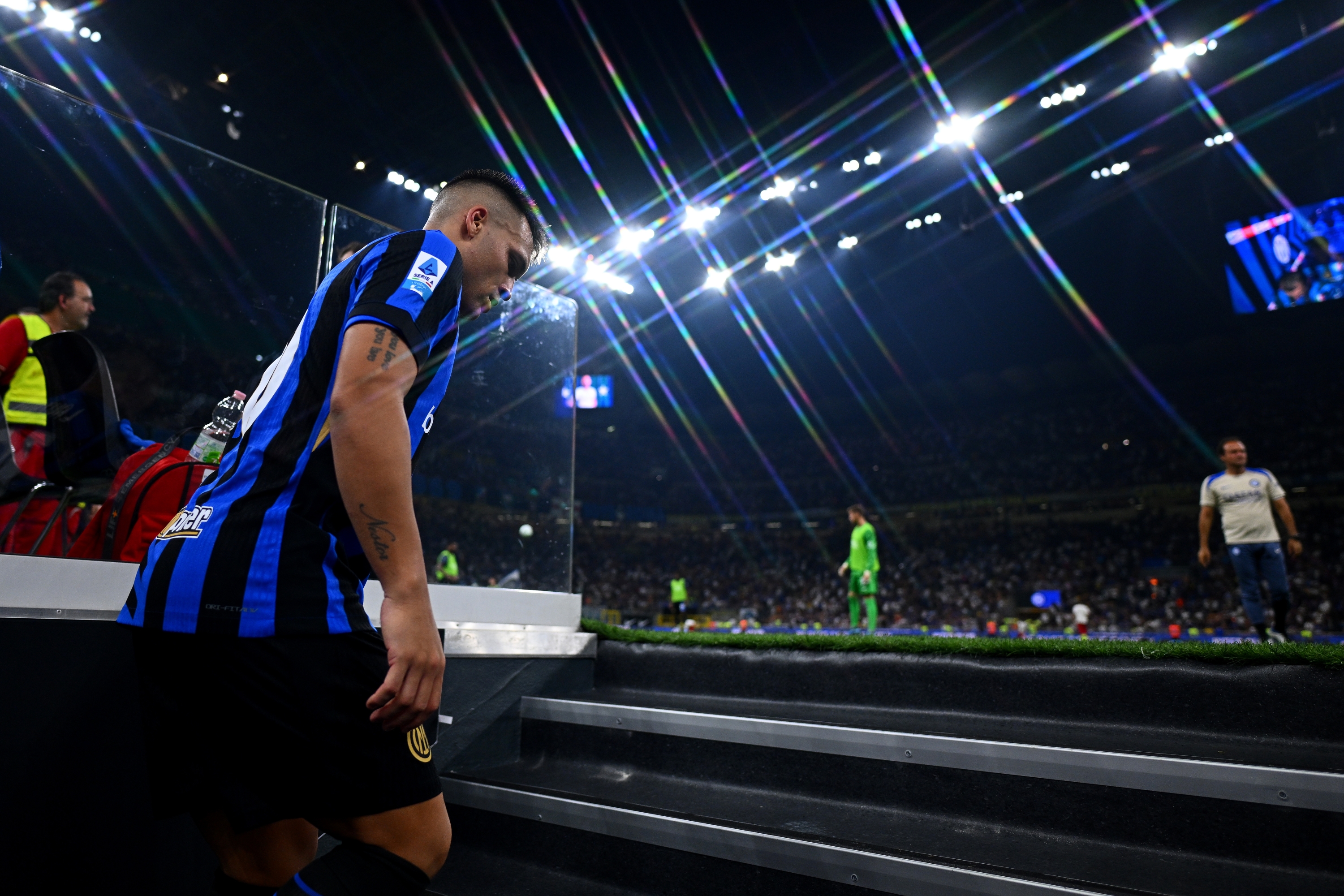 MILAN, ITALY - AUGUST 30: Lautaro Martinez of FC Internazionale is seen during the Serie A match between Inter and Atalanta at Stadio Giuseppe Meazza on August 30, 2024 in Milan, Italy. (Photo by Mattia Ozbot - Inter/Inter via Getty Images)