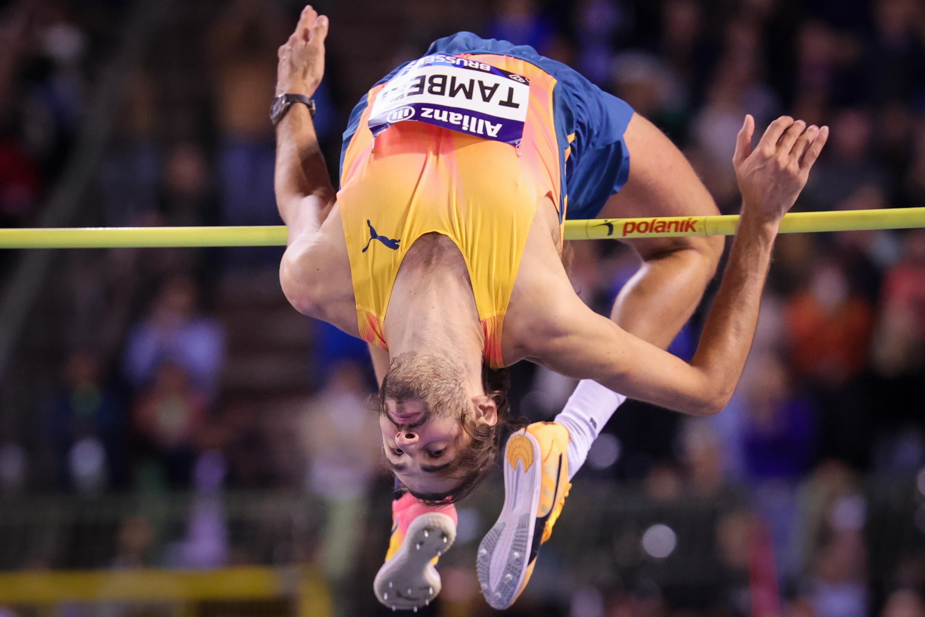 epa11604764 Gianmarco Tamberi of Italy wins the menâ??s High Jump with 2,37m during the World Athletics Diamond League Finals, at the Memorial Van Damme in Brussels, Belgium, 14 September 2024.  EPA/OLIVIER MATTHYS