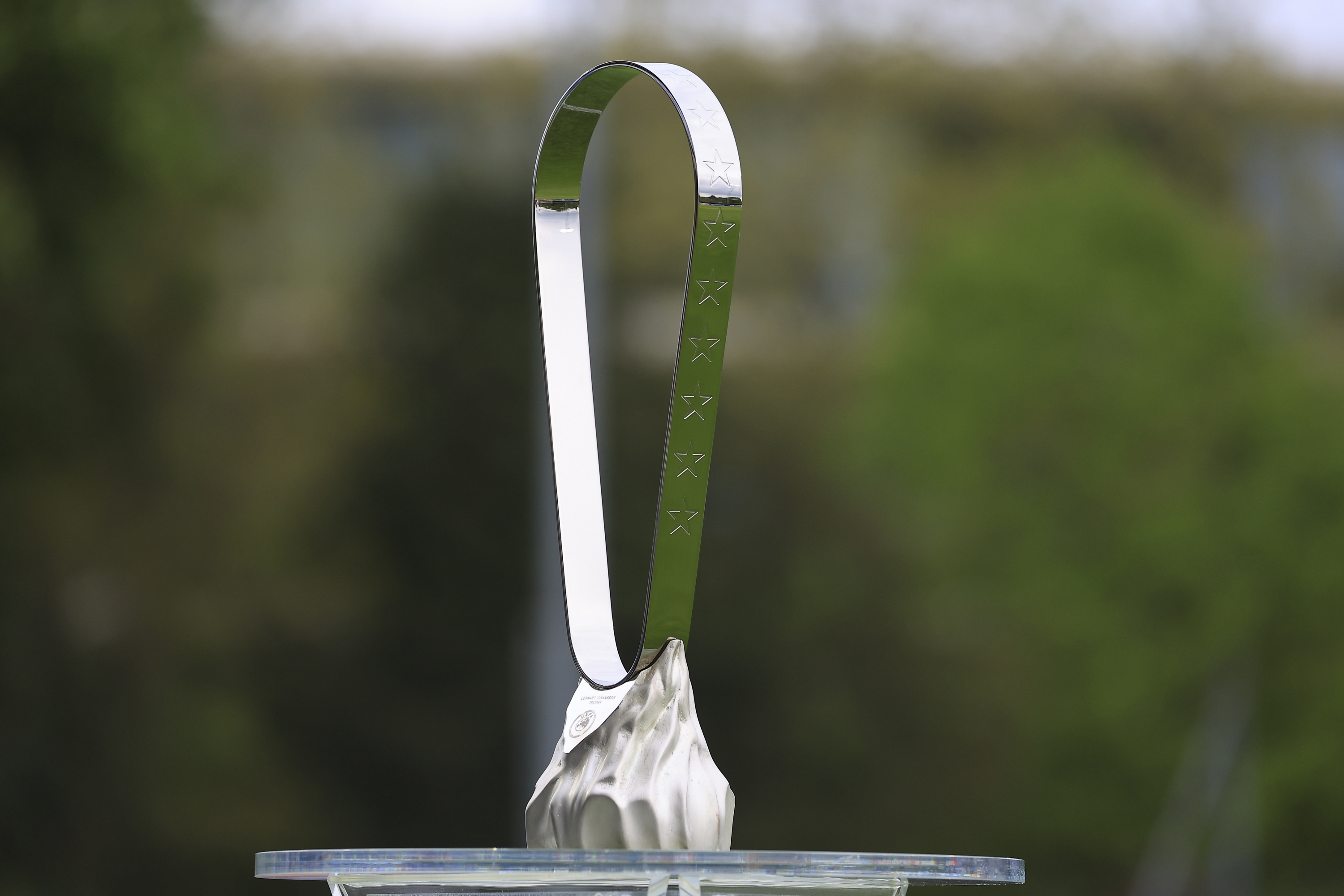 NYON, SWITZERLAND - APRIL 22: A general view of the Lennart Johansson Trophy before the UEFA Youth League 2023/24 Final match between Olympiacos FC and AC Milan at Centre Sportif de Colovray on April 22, 2024 in Nyon, Switzerland. (Photo by Giuseppe Cottini/AC Milan via Getty Images)