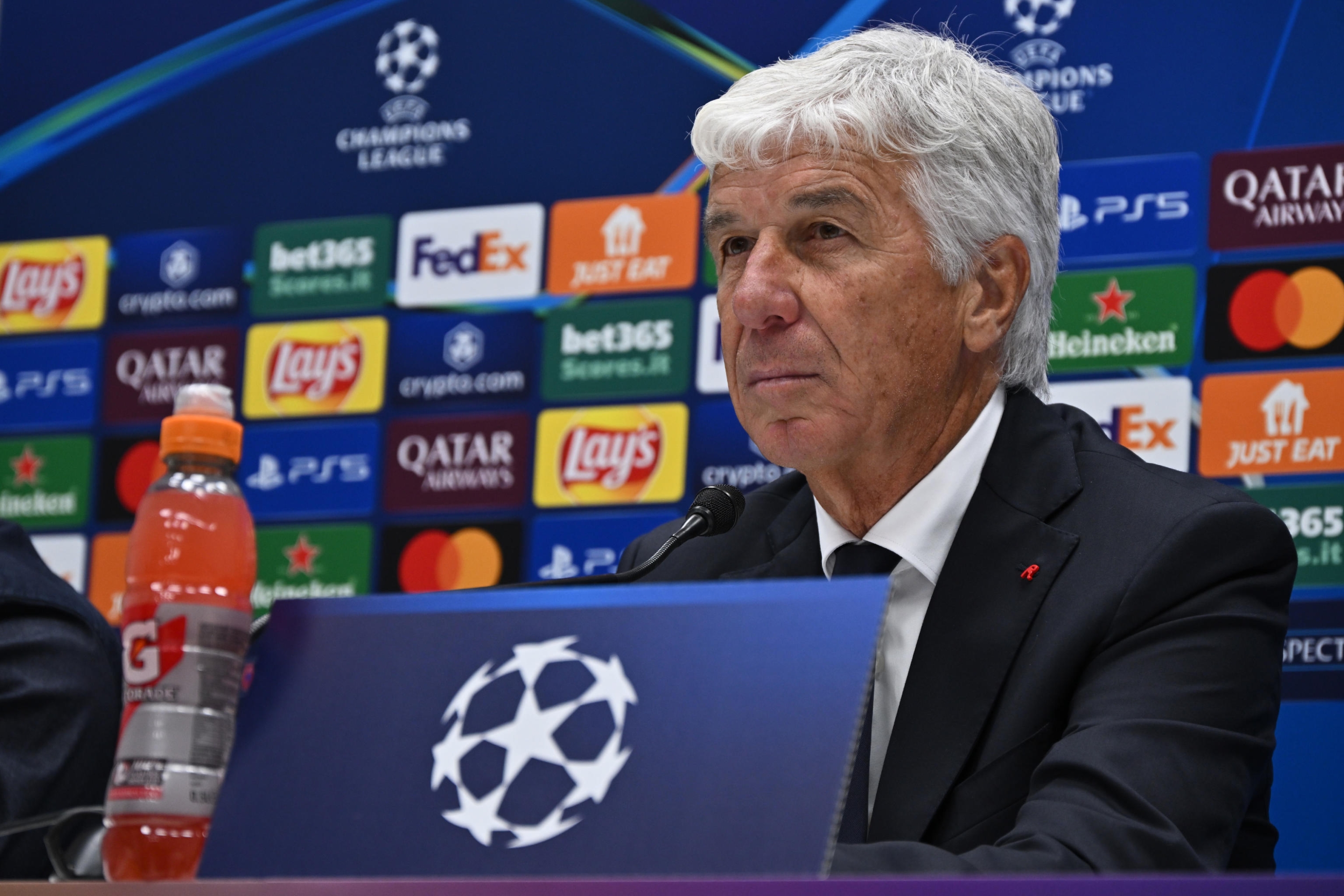 Atalanta's coach Gian Piero Gasperini during press conference on the eve of the UEFA Champions League soccer match between Atalanta BC and Arsenal FC, at Bergamo Stadium in Bergamo, Italy, 18 September 2024. ANSA/MICHELE MARAVIGLIA