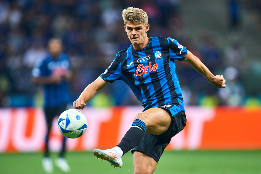 WARSAW, POLAND - AUGUST 14: Charles De Ketelaere from Atalanta BC controls the ball during the UEFA Super Cup 2024 match between Real Madrid and Atalanta BC at National Stadium on August 14, 2024 in Warsaw, Poland. (Photo by Adam Nurkiewicz/Getty Images)