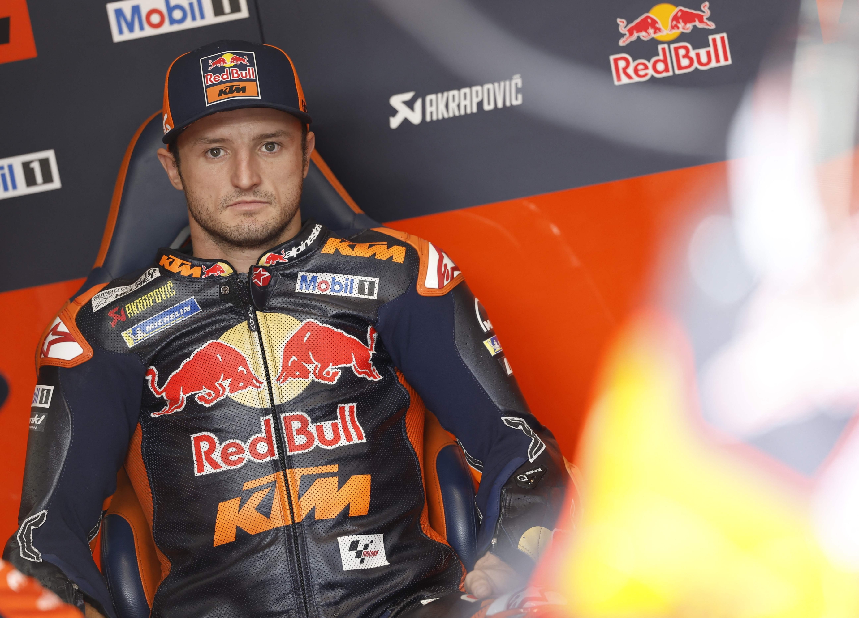 Red Bull KTM Factory Racing Australian rider Jack Miller prepares for the Austrian MotoGP race at the Red Bull Ring in Spielberg, Austria on August 18, 2024.  (Photo by ERWIN SCHERIAU / APA / AFP) / Austria OUT / SOUTH TYROL OUT