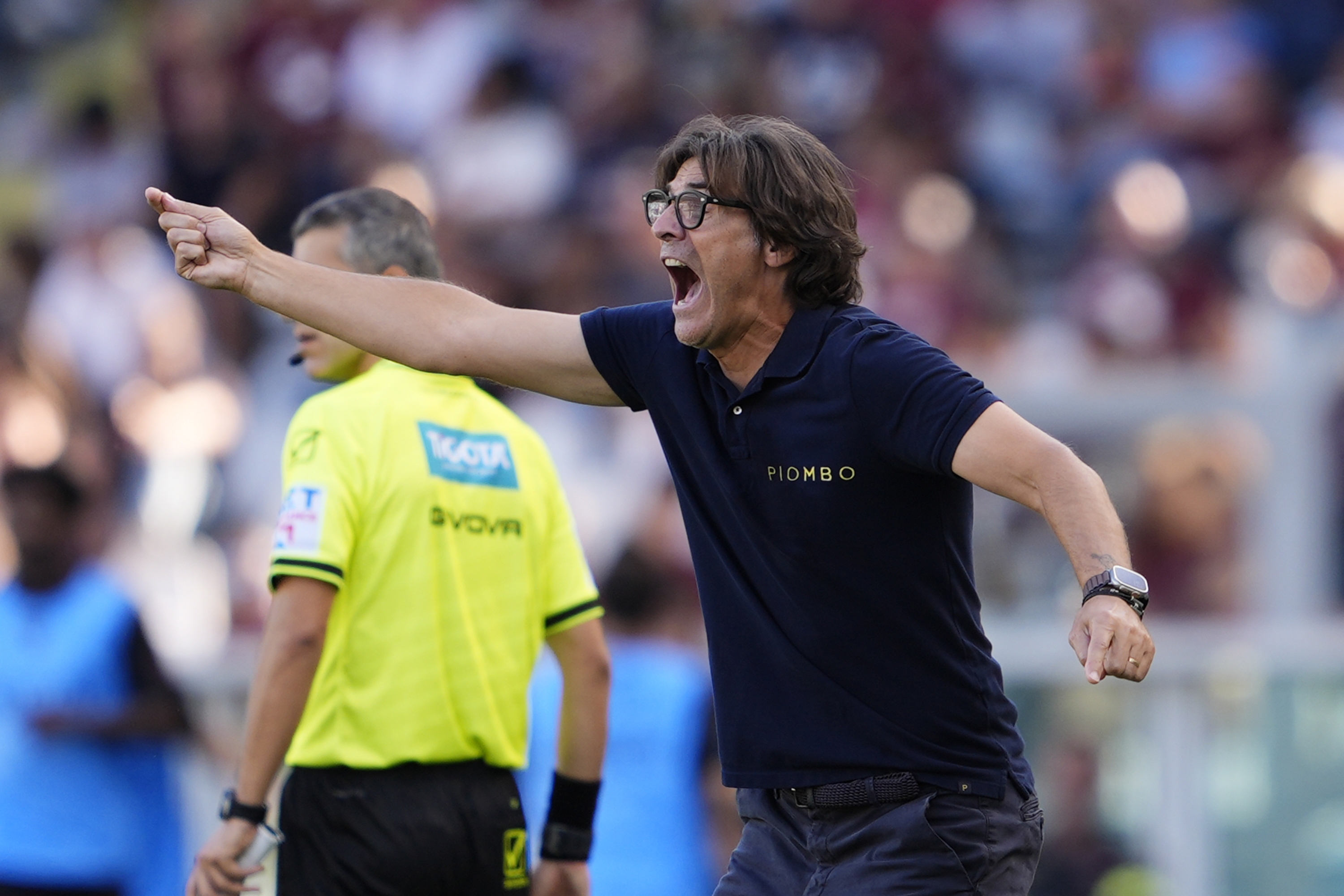 Torino?s head coach Paolo Vanoli during the Serie A soccer match between Torino FC and Lecce at the Stadio Olimpico Grande Torino in Turin, north west Italy - September 15, 2024. Sport - Soccer EXCLUSIVE TORINO FC (Photo by Fabio Ferrari/LaPresse)