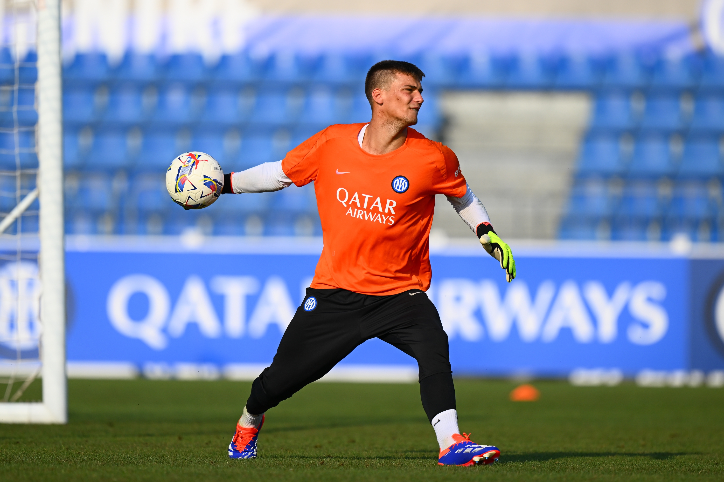 COMO, ITALY - JULY 30: Filip Stankovic of FC Internazionale in action during the FC Internazionale training session at BPER Training Centre at Appiano Gentile on July 30, 2024 in Como, Italy. (Photo by Mattia Pistoia - Inter/Inter via Getty Images)