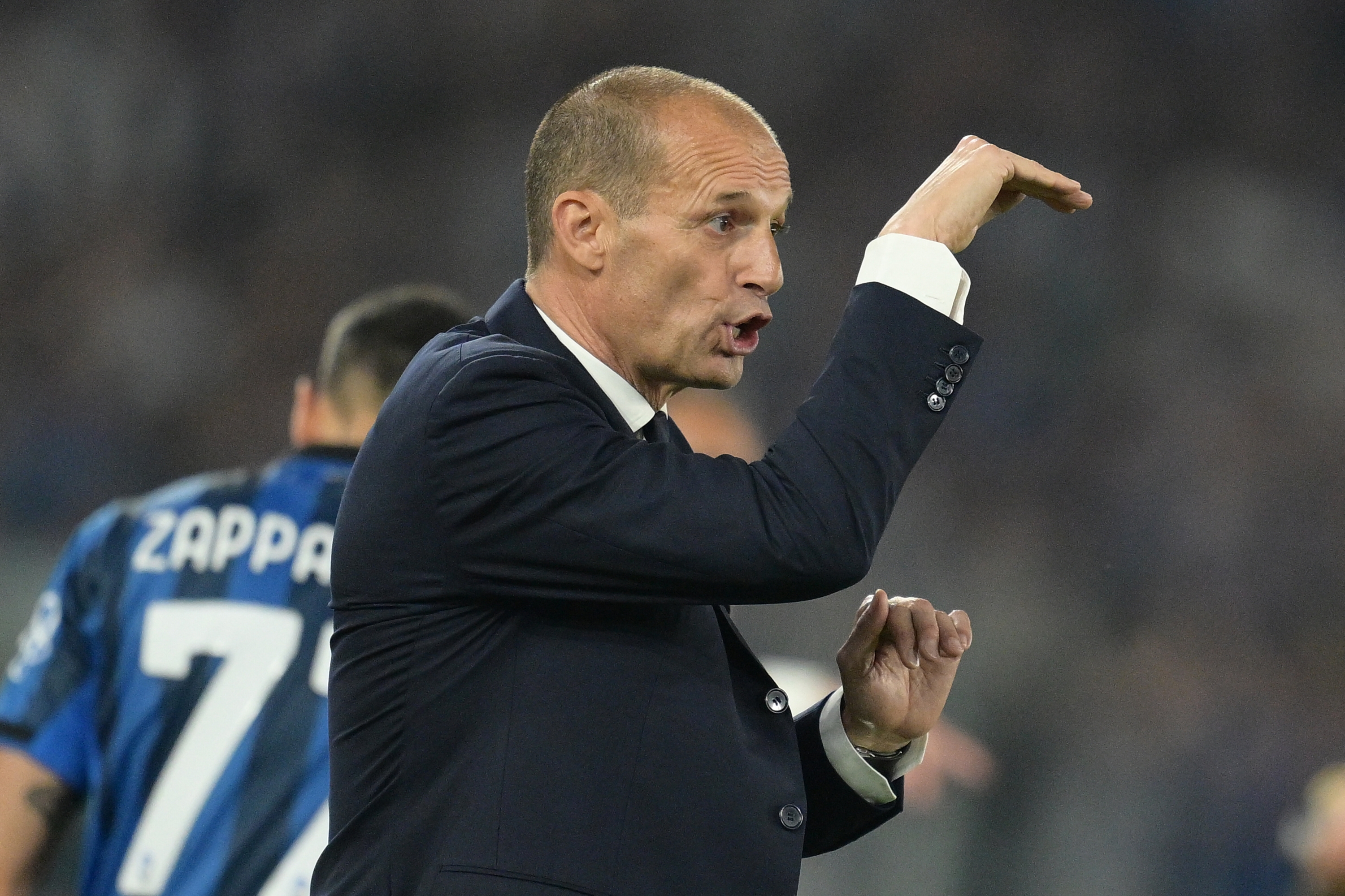 Juventus’ head coach Massimiliano Allegri during the Italian Cup final soccer match between Atalanta and Juventus at Rome's Olympic Stadium, Italy, Wednesday, May 15, 2024. (Alfredo Falcone/LaPresse)