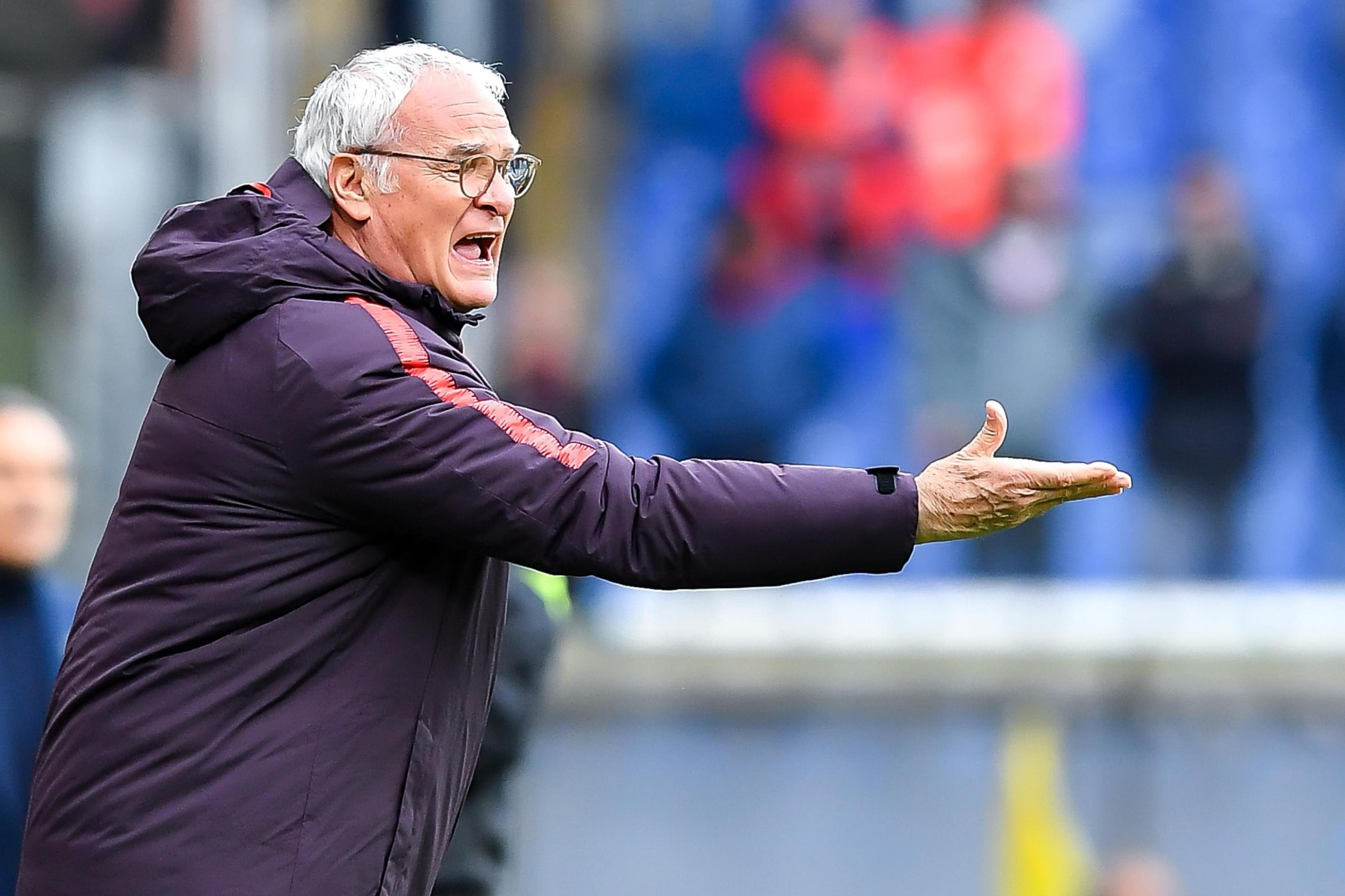 Roma's coach Claudio Ranieri reacts during the Italian Serie A soccer match Genoa CFC vs AS Roma at the Luigi Ferraris stadium in Genoa, Italy, 05 May 2019. ANSA/SIMONE ARVEDA