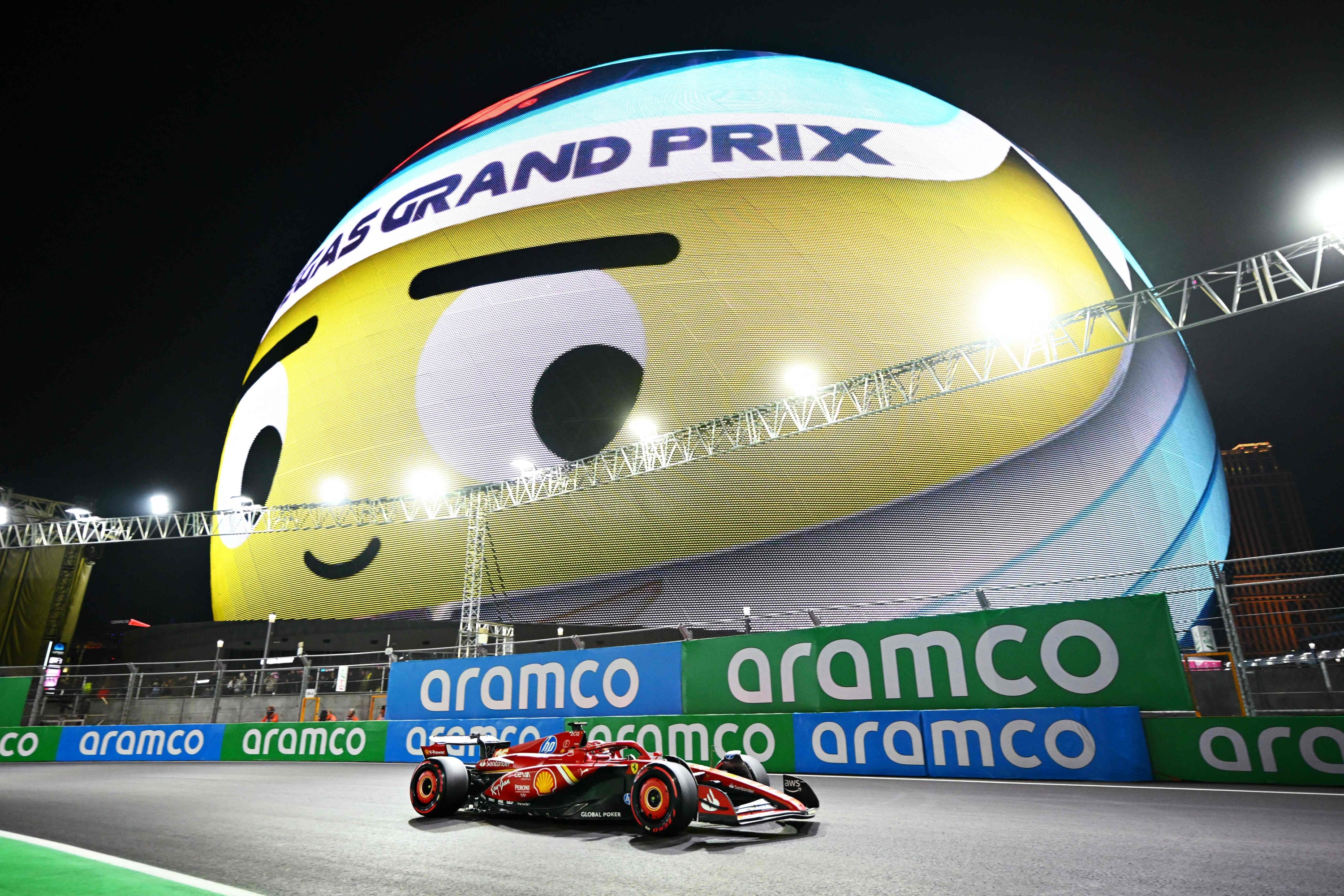 LAS VEGAS, NEVADA - NOVEMBER 22: Charles Leclerc of Monaco driving the (16) Ferrari SF-24 on track during qualifying ahead of the F1 Grand Prix of Las Vegas at Las Vegas Strip Circuit on November 22, 2024 in Las Vegas, Nevada.   Clive Mason/Getty Images/AFP (Photo by CLIVE MASON / GETTY IMAGES NORTH AMERICA / Getty Images via AFP)