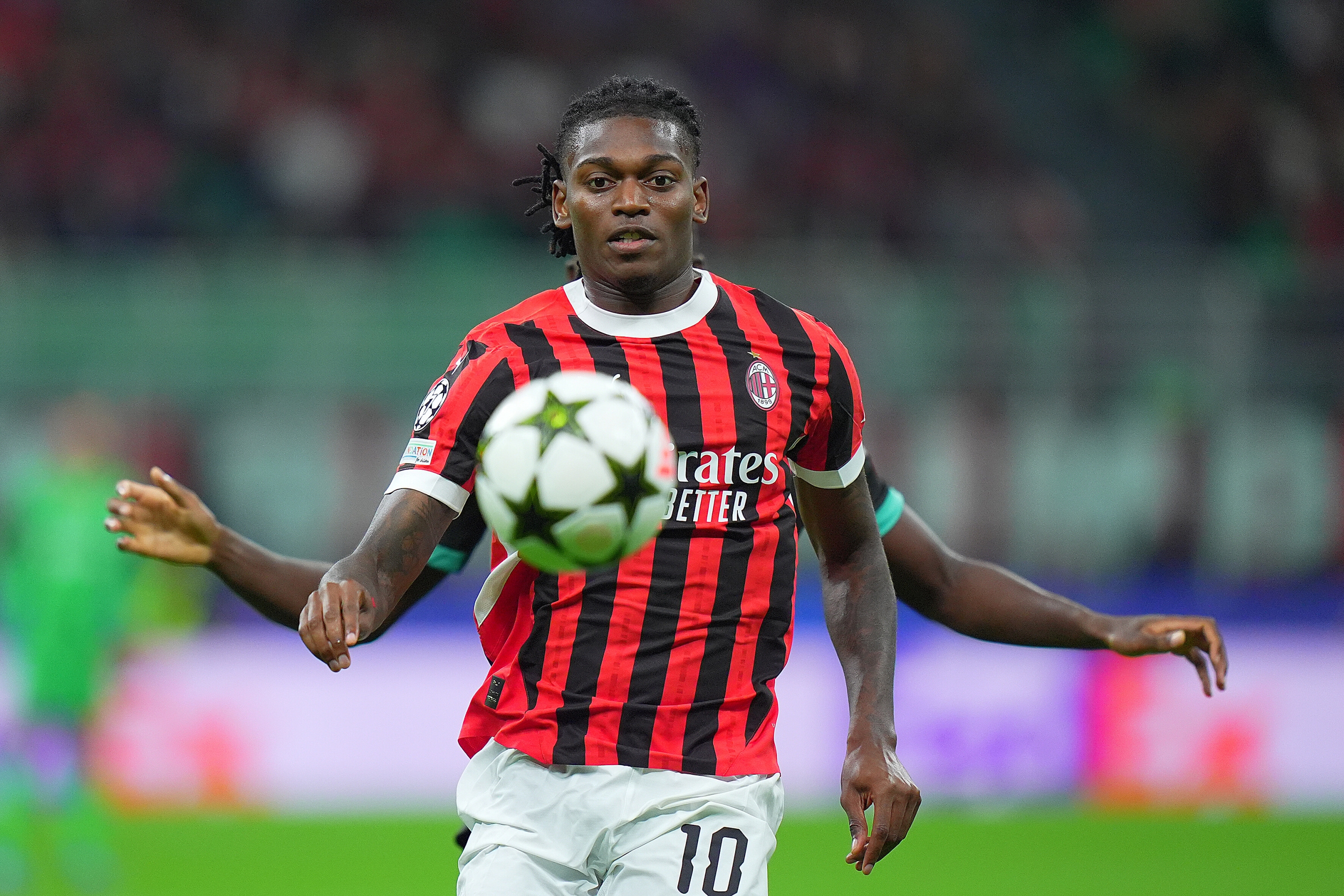 AC Milan?s Rafael Leao  during the Uefa Champions League soccer match between Milan and Liverpool at the San Siro Stadium in Milan, north Italy -Tuesday , September 17 2024. Sport - Soccer . (Photo by Spada/LaPresse)