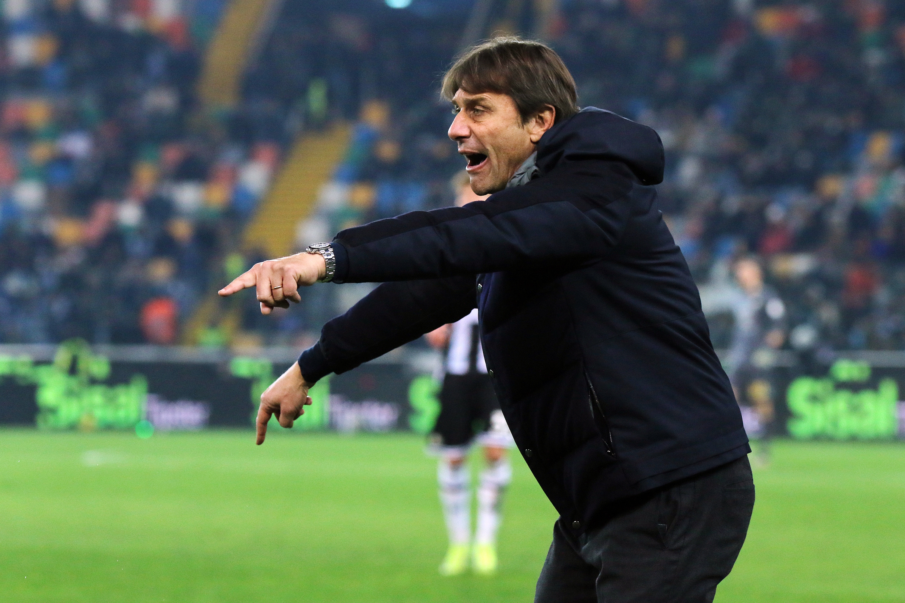 NapoliÕs head coach Antonio Conte during the Serie A soccer match between Udinese and Napoli at the Bluenergy Stadium in Udine, north east Italy - Saturday, December 14,2024 sport - soccer (Photo by Andrea Bressanutti/Lapresse)