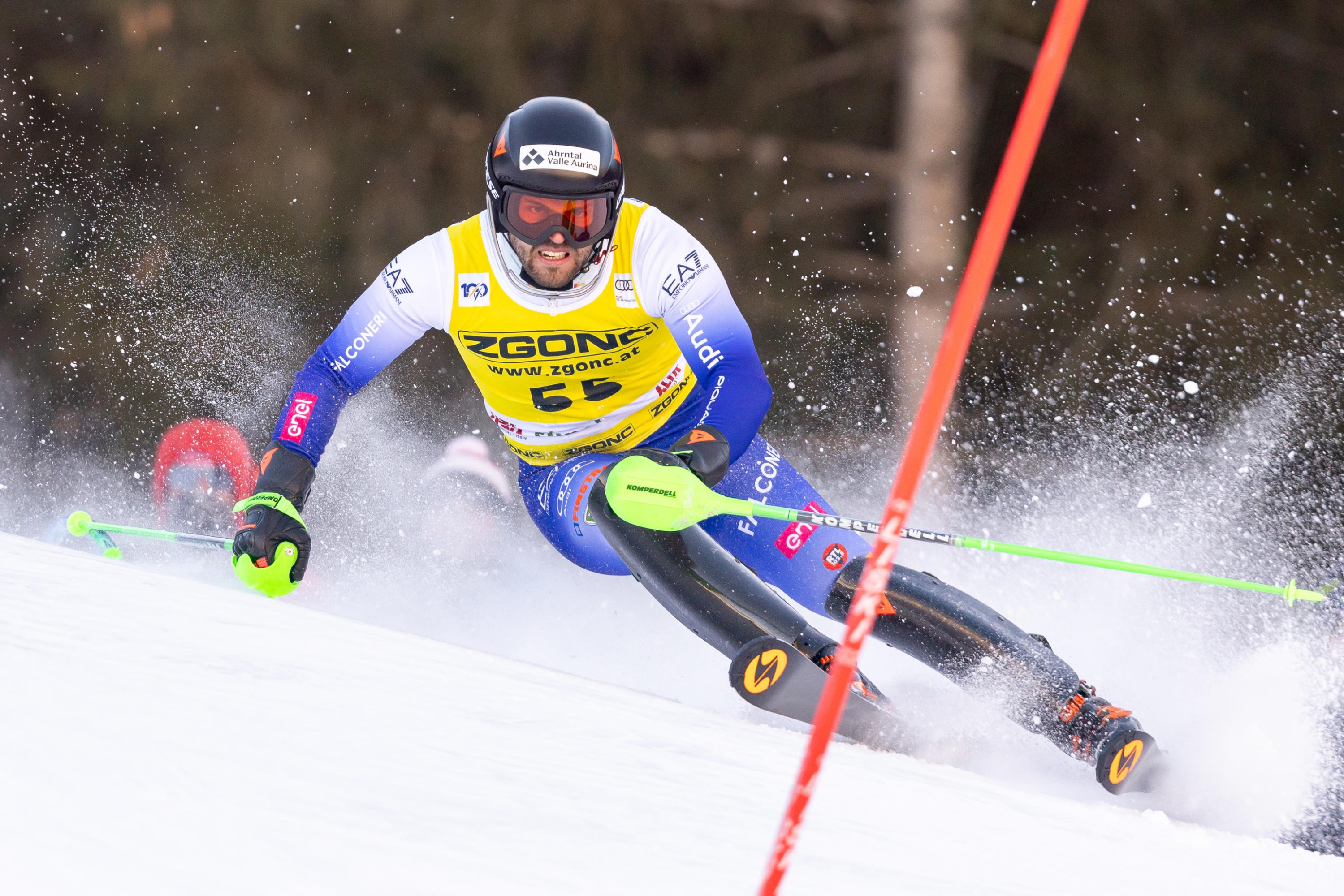 Simon Maurberger of Italy in action during the first run of the Men's Slalom race of the Alpine Skiing World Cup in Alta Badia, Italy, 23 December 2024. ANSA/ANDREA SOLERO