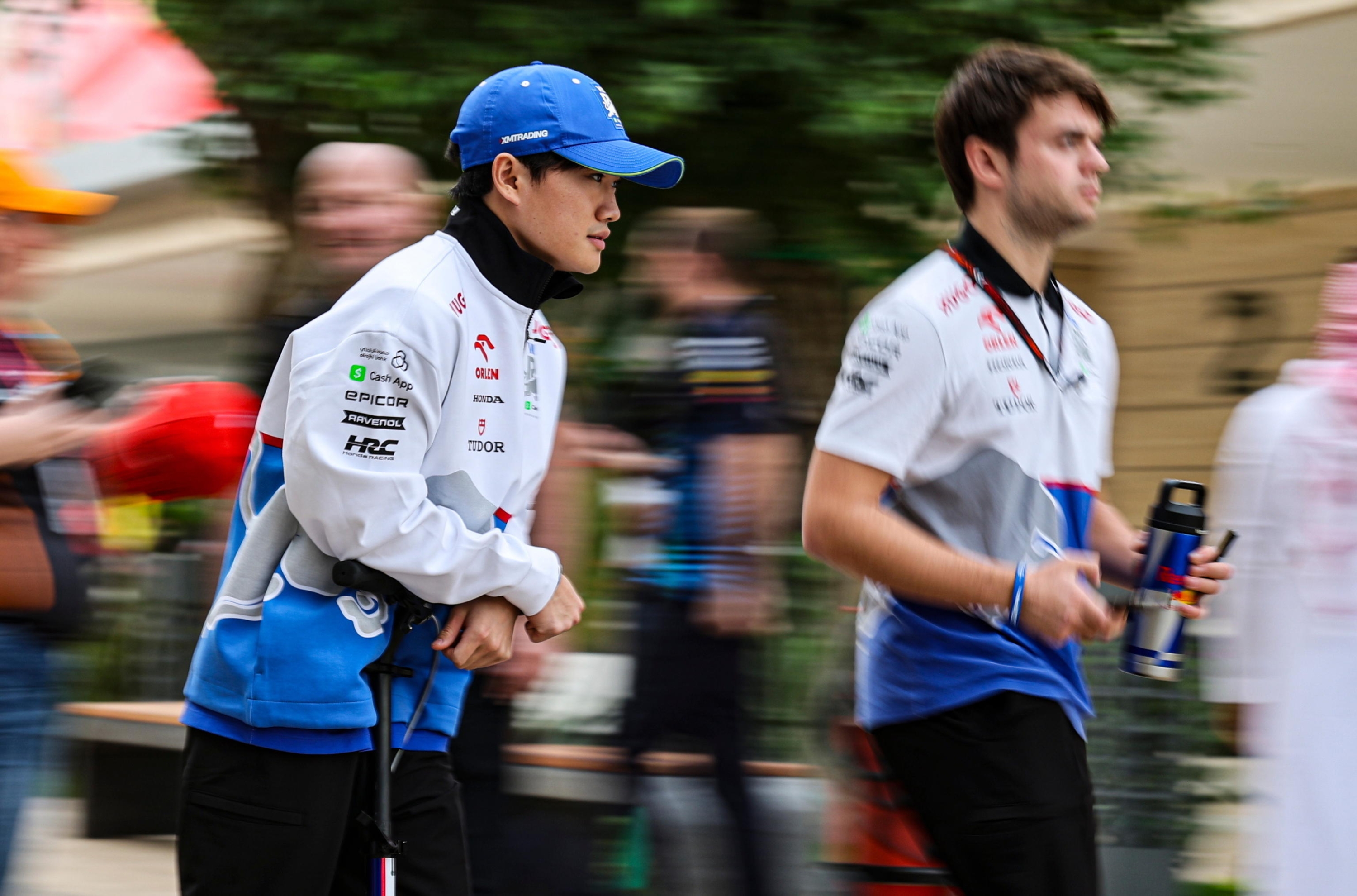 epa11745590 Japanese driver Yuki Tsunoda of Racing Bulls  arrives at the paddock ahead of the Formula 1 Qatar Grand Prix in Lusail, Qatar, 28 November 2024. The Formula 1 Qatar Grand Prix will be held on 01 December 2024,  EPA/ALI HAIDER