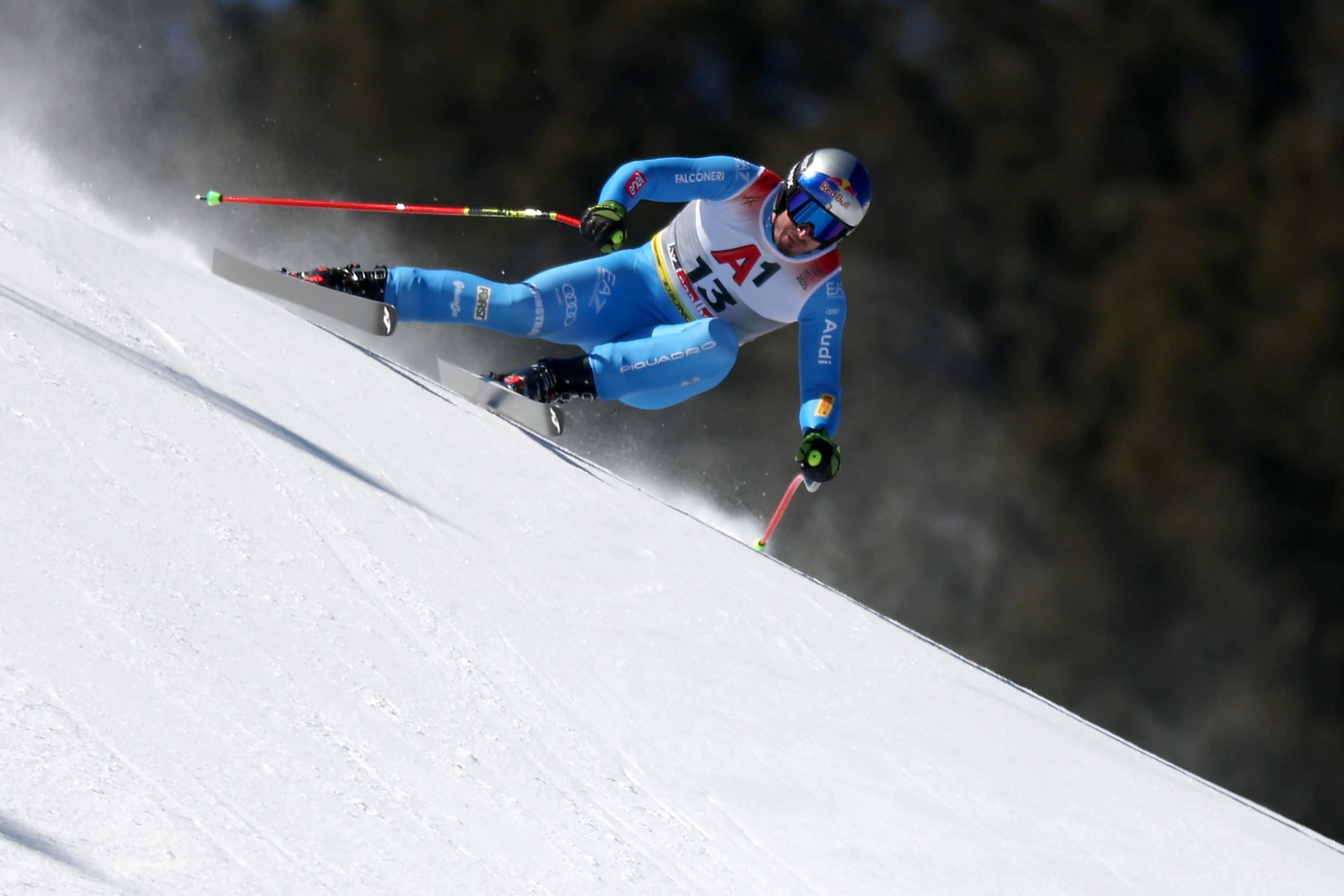  Dominik Paris of Team France competes during the Audi FIS Alpine World Ski Championships - Men's Downhill Training on February 06, 2025 in Saalbach-Hinterglemm, Austria. (Photo by Sean M. Haffey/Getty Images)