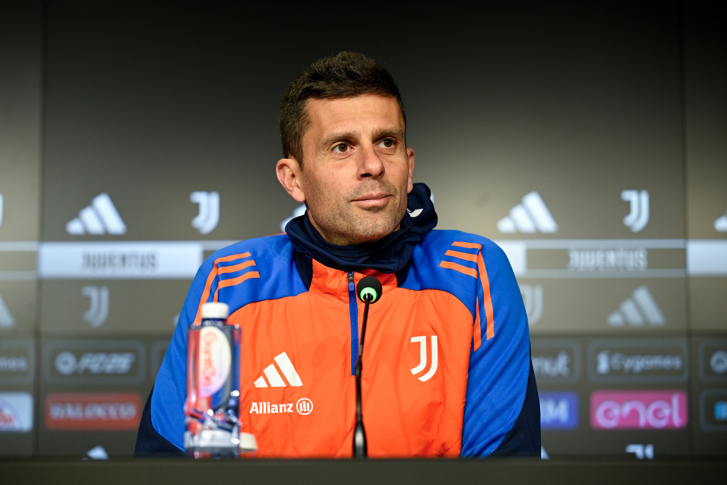 TURIN, ITALY - DECEMBER 21: Juventus head coach Thiago Motta during a Press Conference at Allianz Stadium on December 21, 2024 in Turin, Italy. (Photo by Daniele Badolato - Juventus FC/Juventus FC via Getty Images)