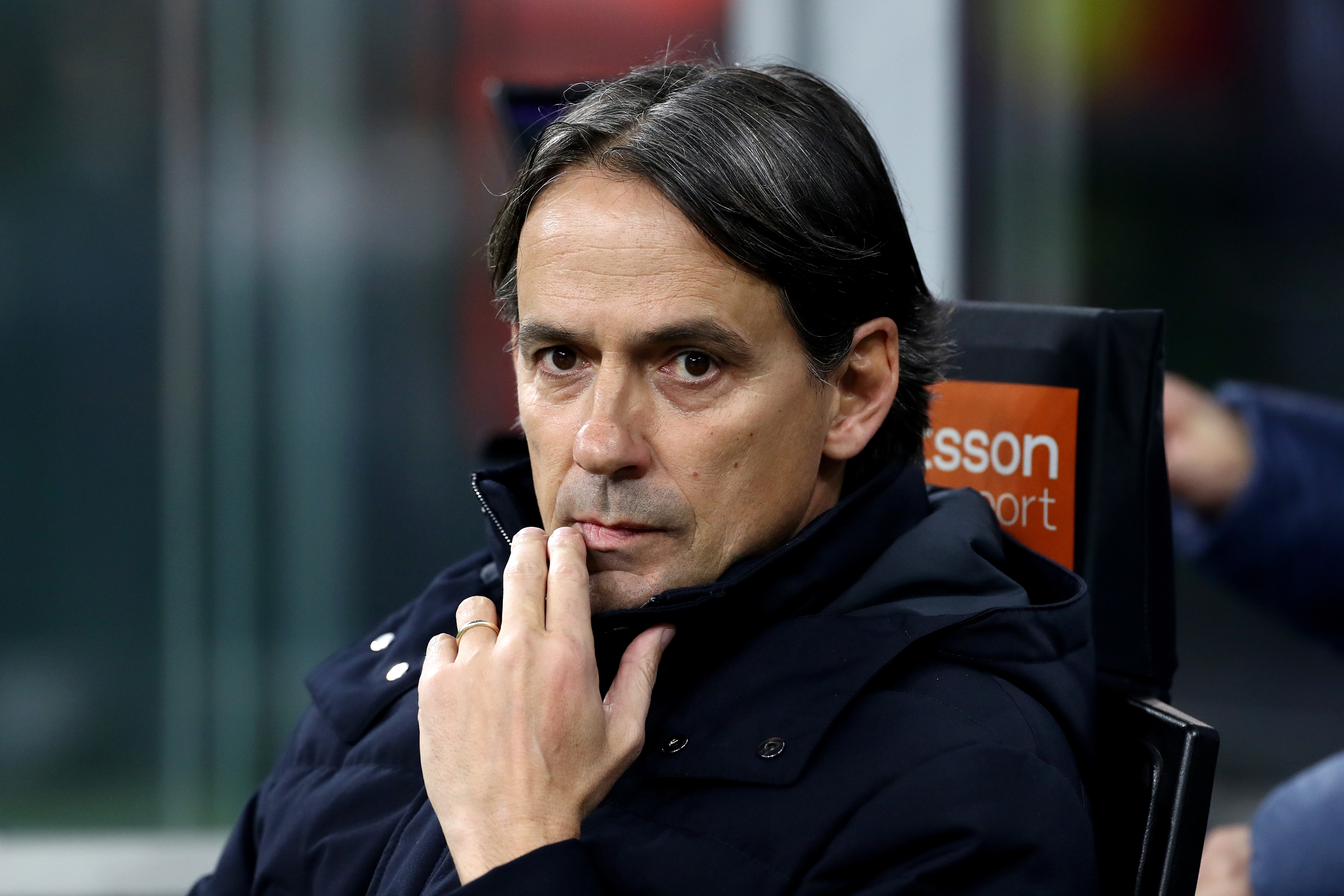 MILAN, ITALY - FEBRUARY 22: Simone Inzaghi, Head Coach of FC Internazionale, looks on prior to the Serie A match between FC Internazionale and Genoa at Stadio Giuseppe Meazza on February 22, 2025 in Milan, Italy. (Photo by Marco Luzzani/Getty Images)