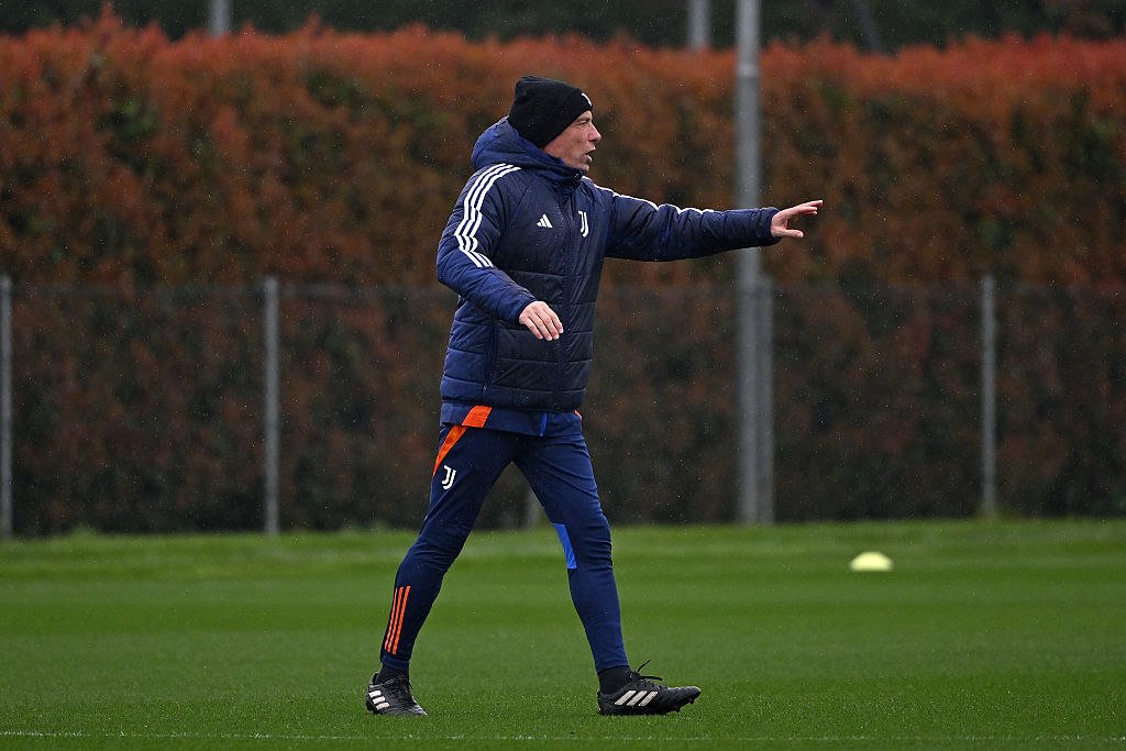 VINOVO, ITALY - APRIL 02: Juventus Next Gen head coach Massimo Brambilla during a Juventus Next Gen Training Session at Juventus Center Vinovo on April 02, 2025 in Vinovo, Italy. (Photo by Filippo Alfero - Juventus FC/Juventus FC via Getty Images)