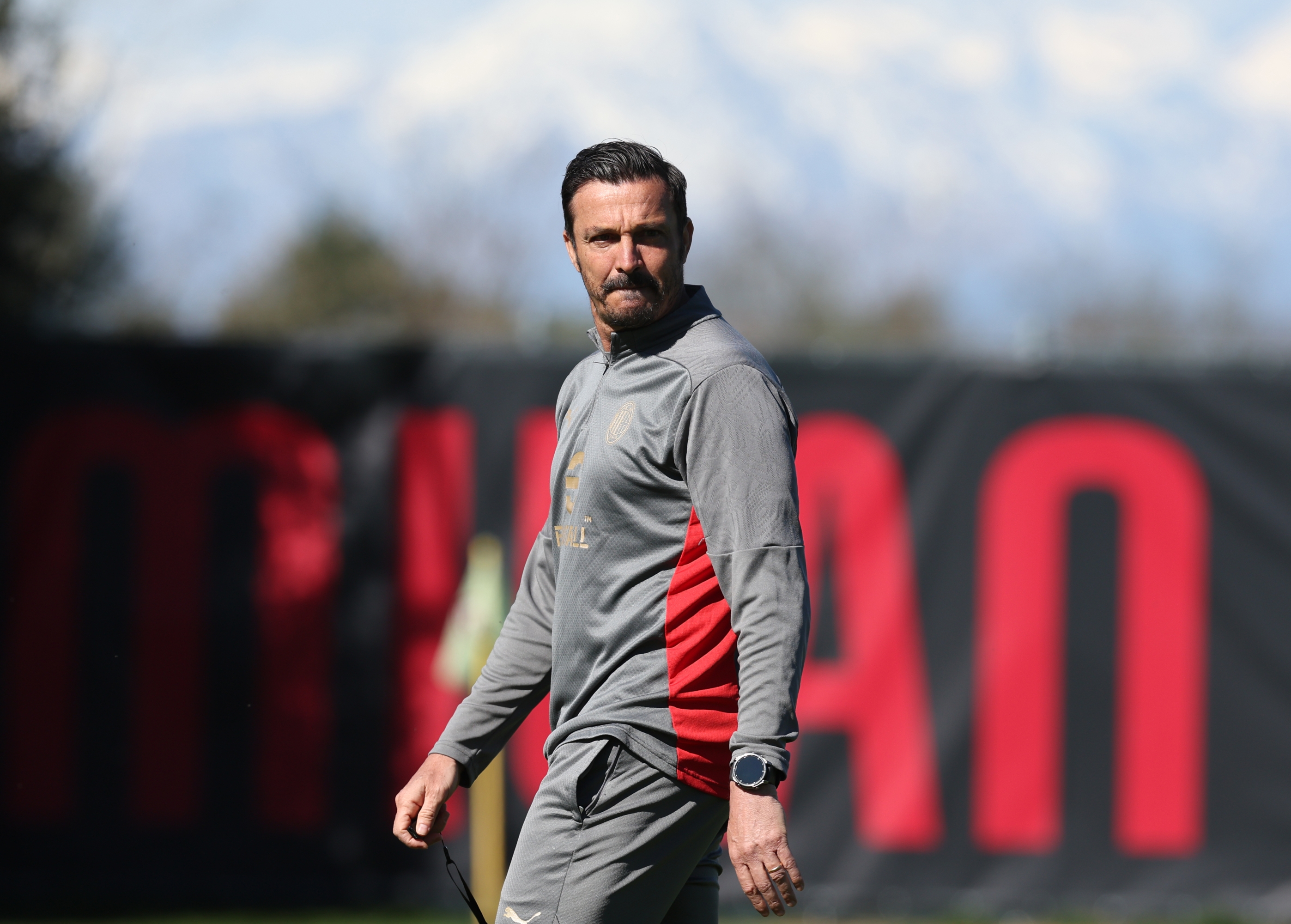 Massimo Oddo looks on during AC Milan training session at Milanello on April 01, 2025