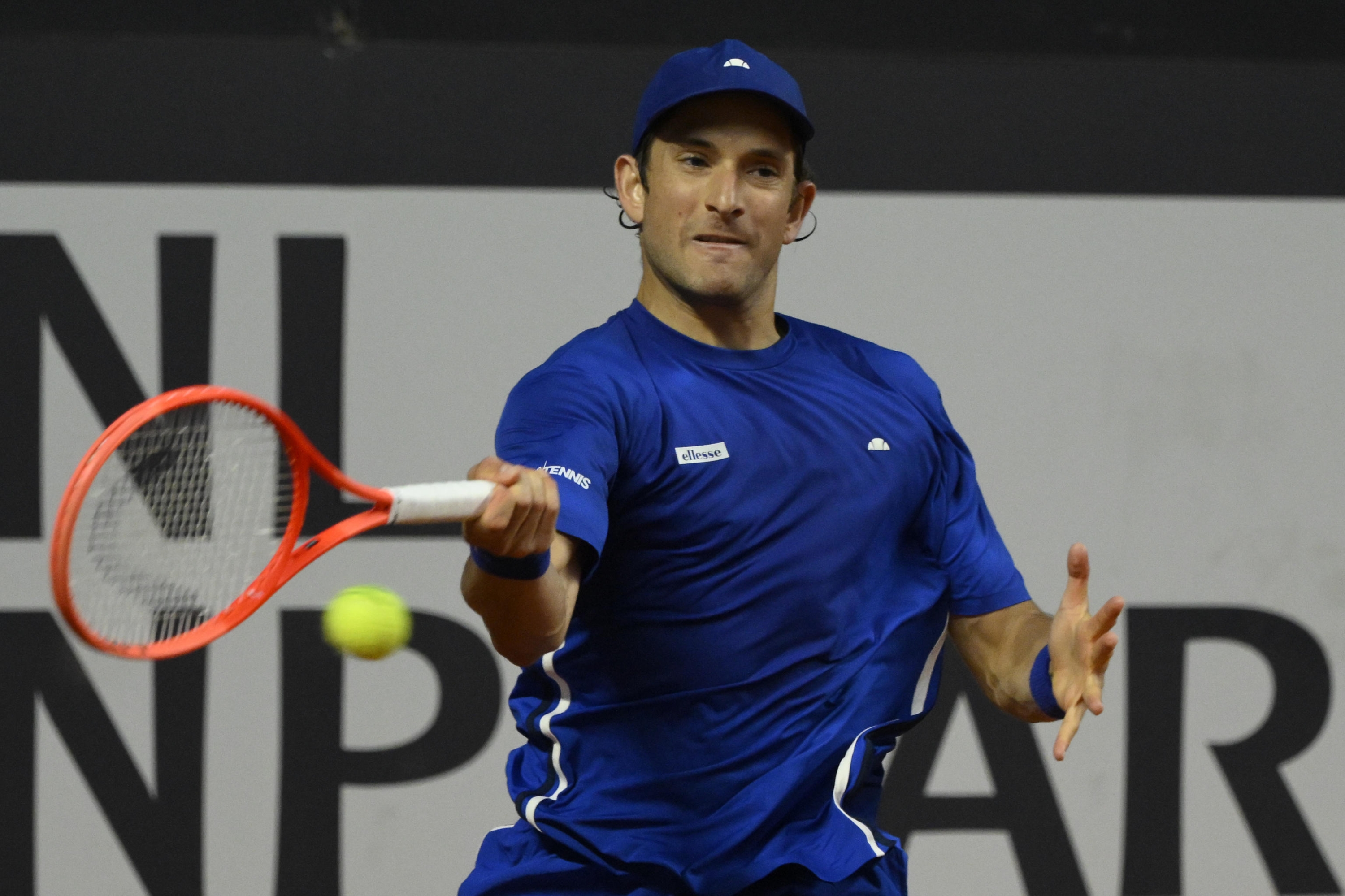 Francesco Passaro of Italy in action during her women's match against Chun-Hsin Tseng of Taiwan (not pictured) at the Italian Open tennis tournament at Foro Italico sports complex, in Rome, 07 May 2025. The Italian Open tennis tournament is held between 07 and 18 May 2025. ANSA/FABRIZIO CORRADETTI