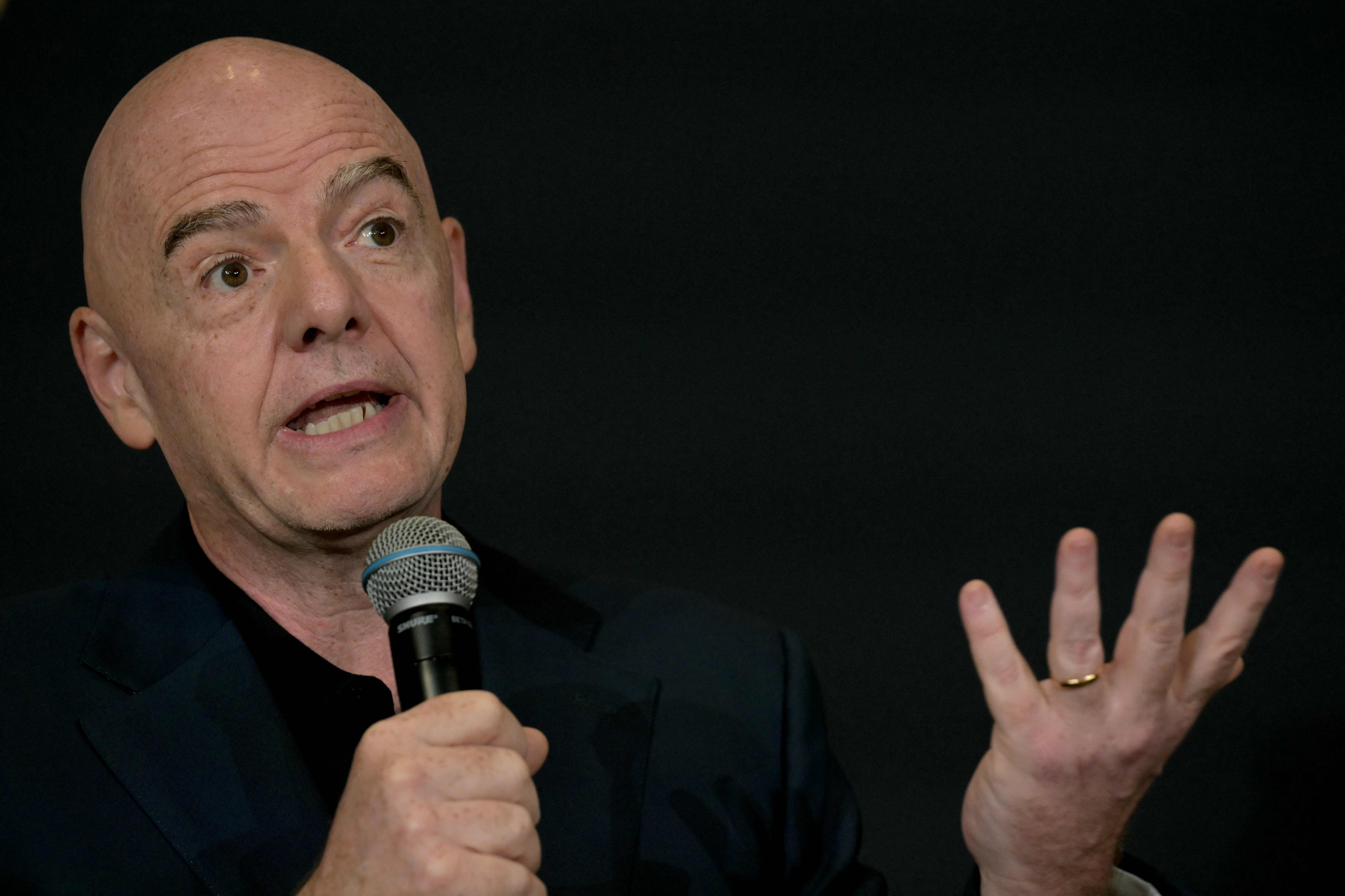 Il presidente della FIFA Gianni Infantino durante una conferenza stampa.